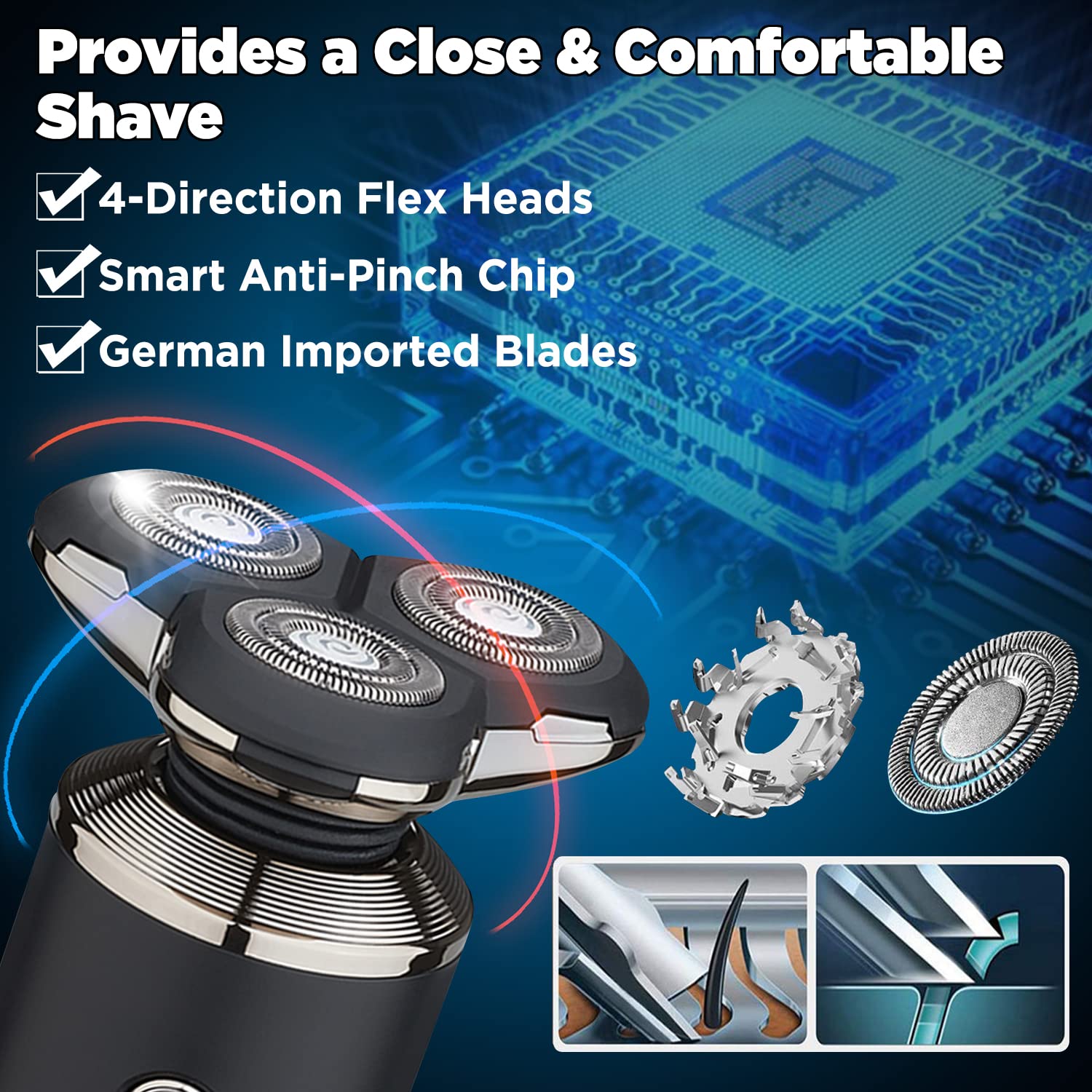 Noymi 3 in 1 Shaving Machine | Beard Trimmer for men with Waterproof IPX7 technology | Fast Charging with 90 Mins Continuous Use (Shaver + Trimmer) - Image 3 thumbnail