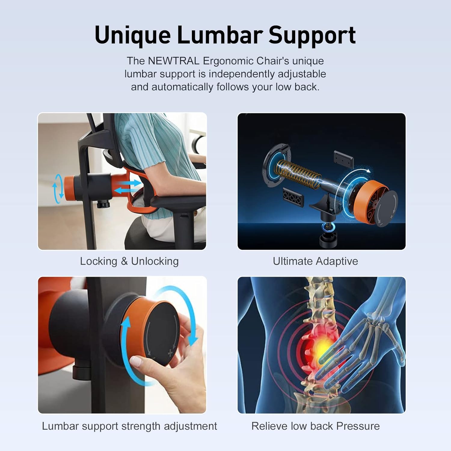 Newtral Ergonomic Office Desk Chair with Footrest,Home Office Computer Mesh Chairs with Auto-Adaptive Back Lumbar Support,96°-126°Backrest Tilt Function,Seat Height/Armrest Adjustable. Newtral Ergonomic Office Desk Chair with Footrest,Home Office Computer Mesh Chairs with Auto-Adaptive Back Lumbar Support,96°-126°Backrest Tilt Function,Seat Height/Armrest Adjustable.