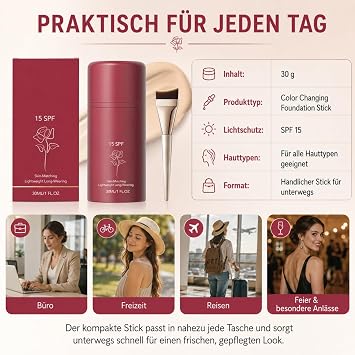 Cosmetics 30 g Natural SPF 15 Colour Changing Foundation - Liquid Make Up for All Skin Types Adjustable Skin Tone Smooth Finish Anti-Ageing & Moisture Ideal for Mature Skin