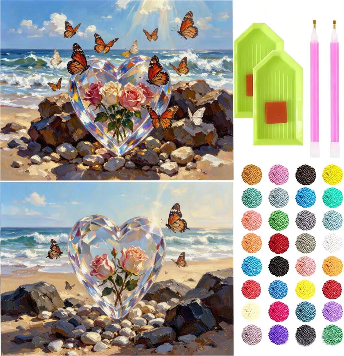 Motyl "zrób to sam" obraz diamentowy obraz 2 sztuki 95 x 70 cm L-1844