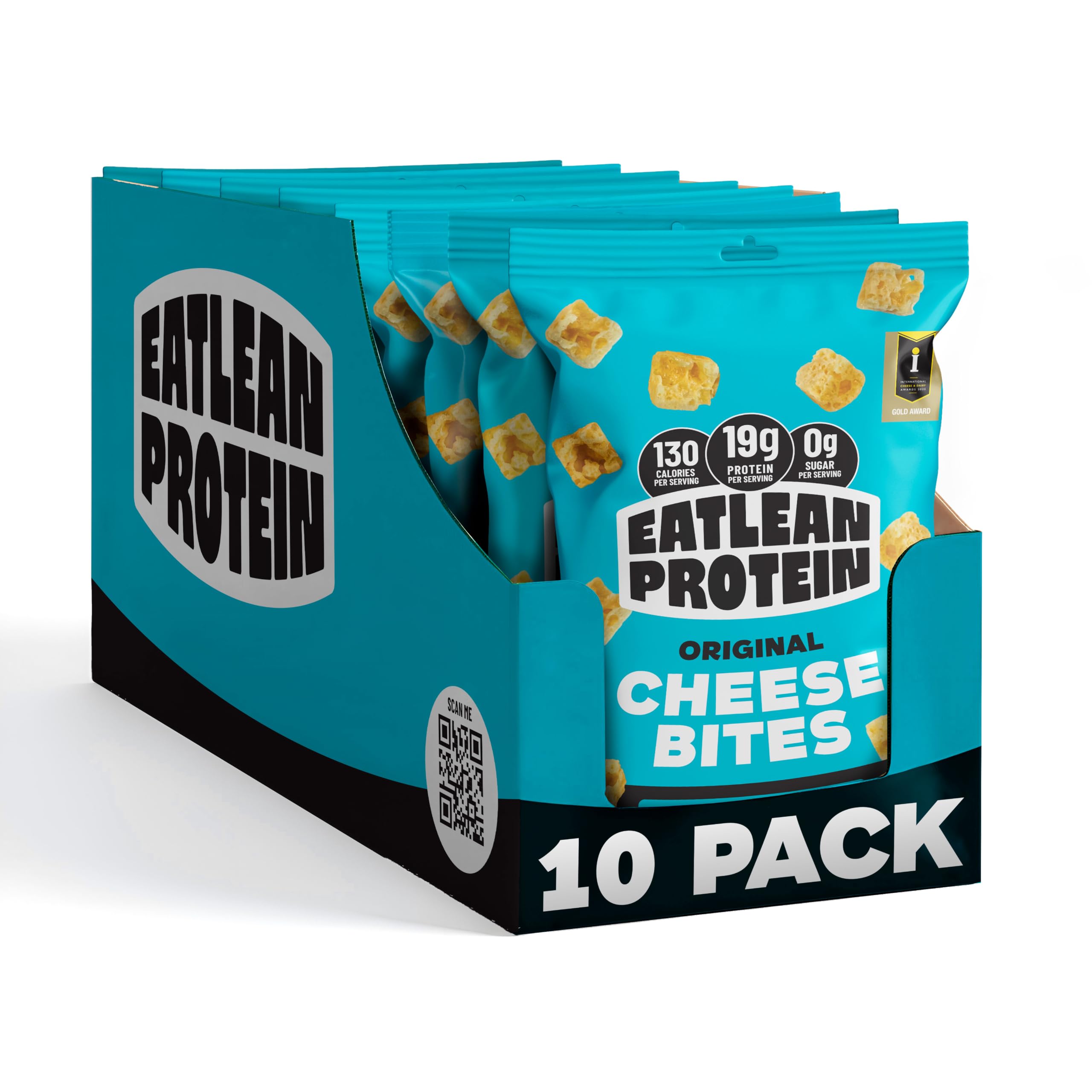 Eatlean Snack de Queijo Cheddar com 19 g de Proteína, 10 unidades
