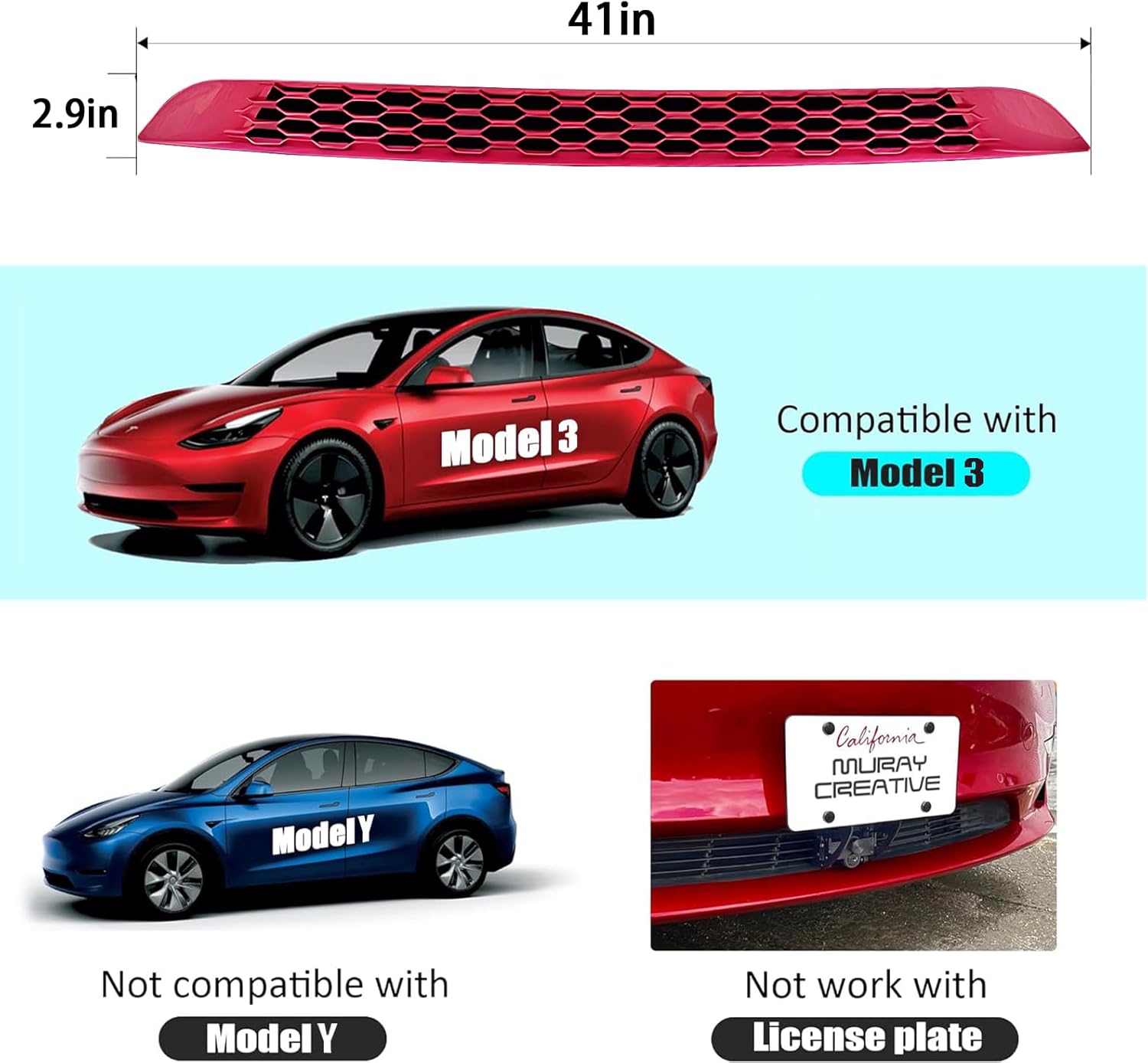 Front Grill Mesh Grille Inserts compatible with Tesla Model 3 and Air conditioning Air Intake Vent Grille Cover for Tesla Model 3 2017-2023 Accessories 2Pcs-set(Pink)