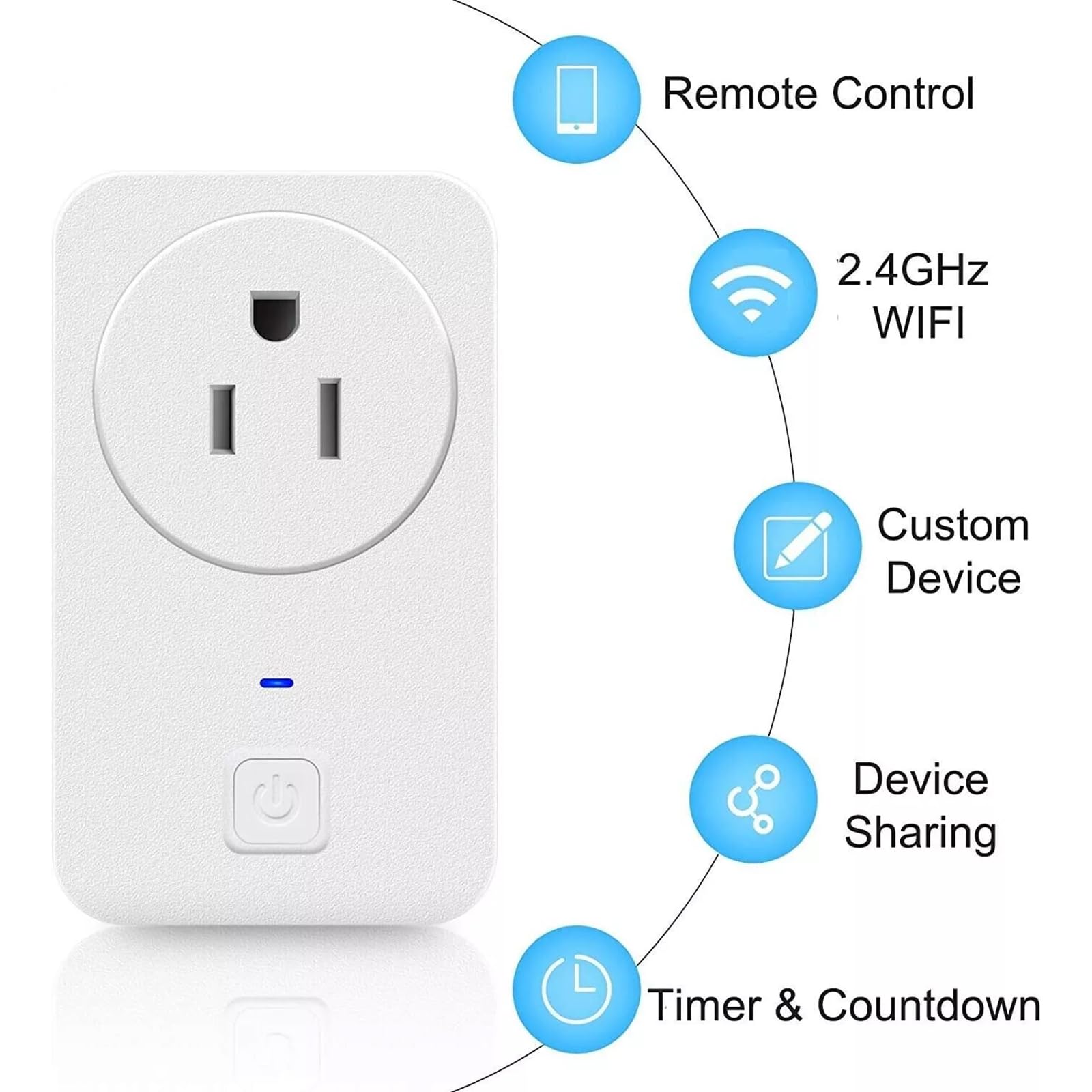 10A Smart Plug WiFi APP Remote Control Outlet Work Compatible with Home IFTTT Energy Monitoring and Timer Function — view 3