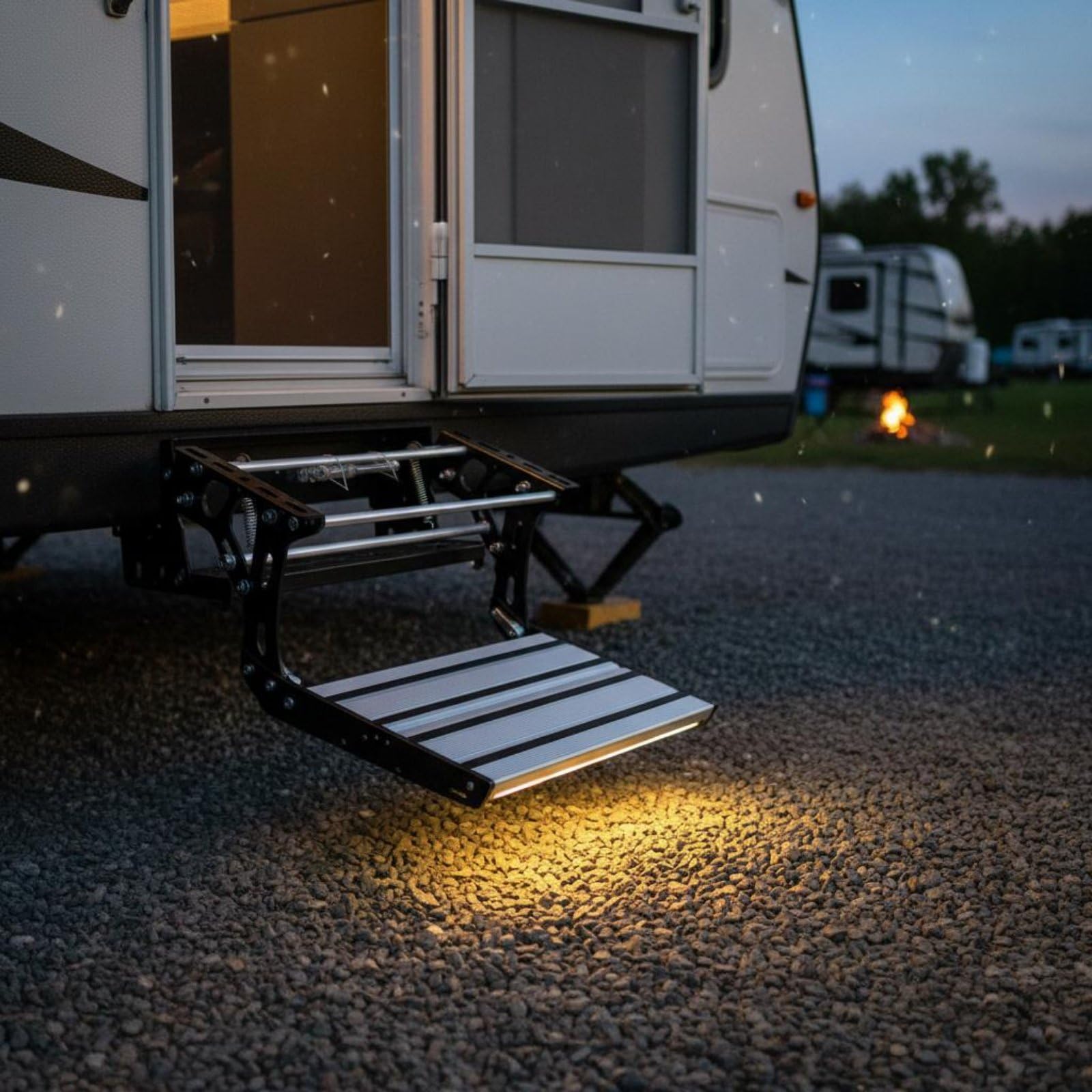 Peldaño Eléctrico Plegable Alta Resistencia Escalón Plegable con LED Resistente Al Agua Escalón de Aluminio con Luz