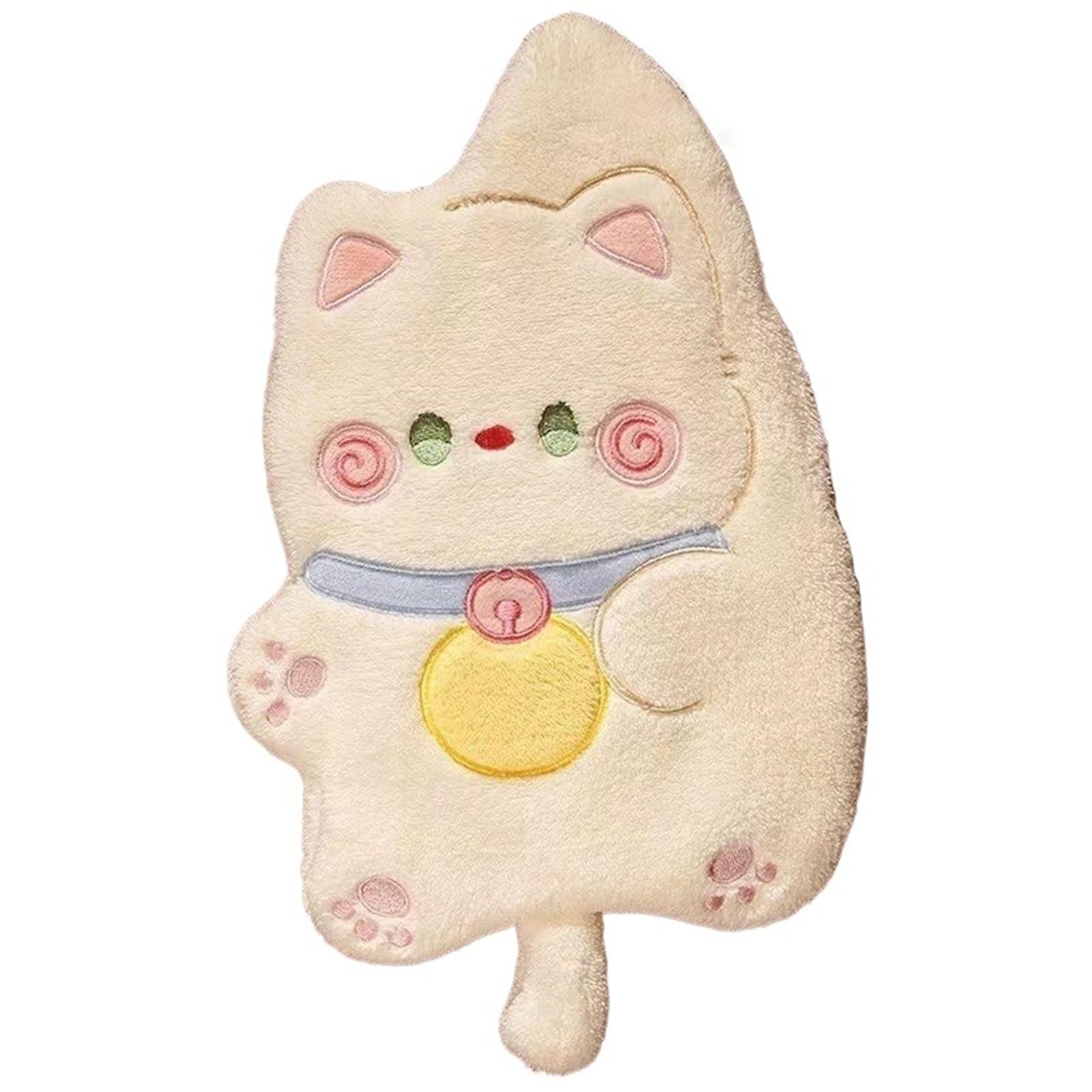 FGUJSUR Hand Towels 2pc Cartoon Cat Hand Towel Wipe Cleaning Cloth For Kitchen Bathroom Hanging Super Absorbent Handkerchief(White)