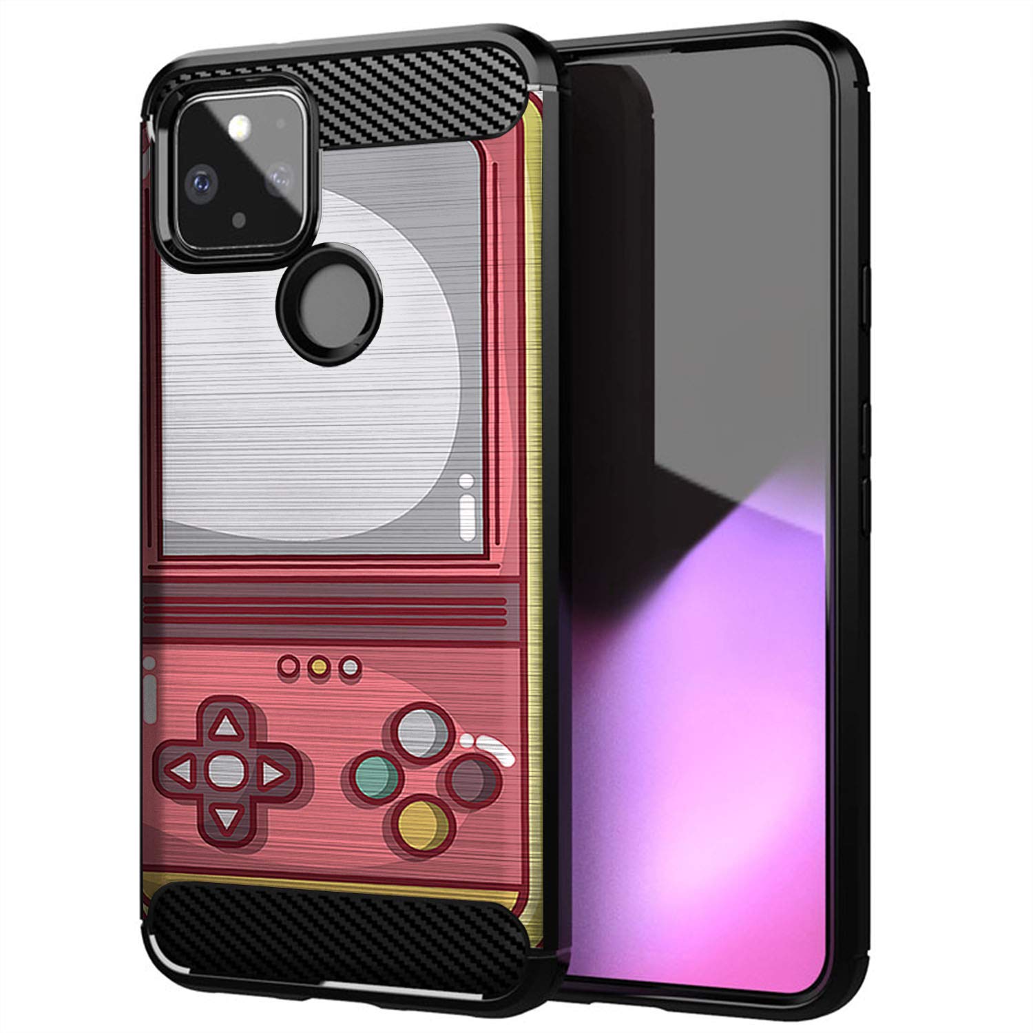 CasesOnDeck Case Compatible with [Google Pixel 4A 5G (2020)] Pictorial Patterned TPU Design Case Flexible Slim and Elegant (Pink Retro Game)