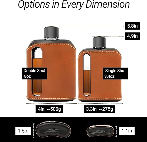 Miniatura 3 de Ragproper Moderno frasco de cristal de la cadera  Termo cubierto de cuero duradero para whisky, licores y otros licores  Frasco de vidrio ideal para