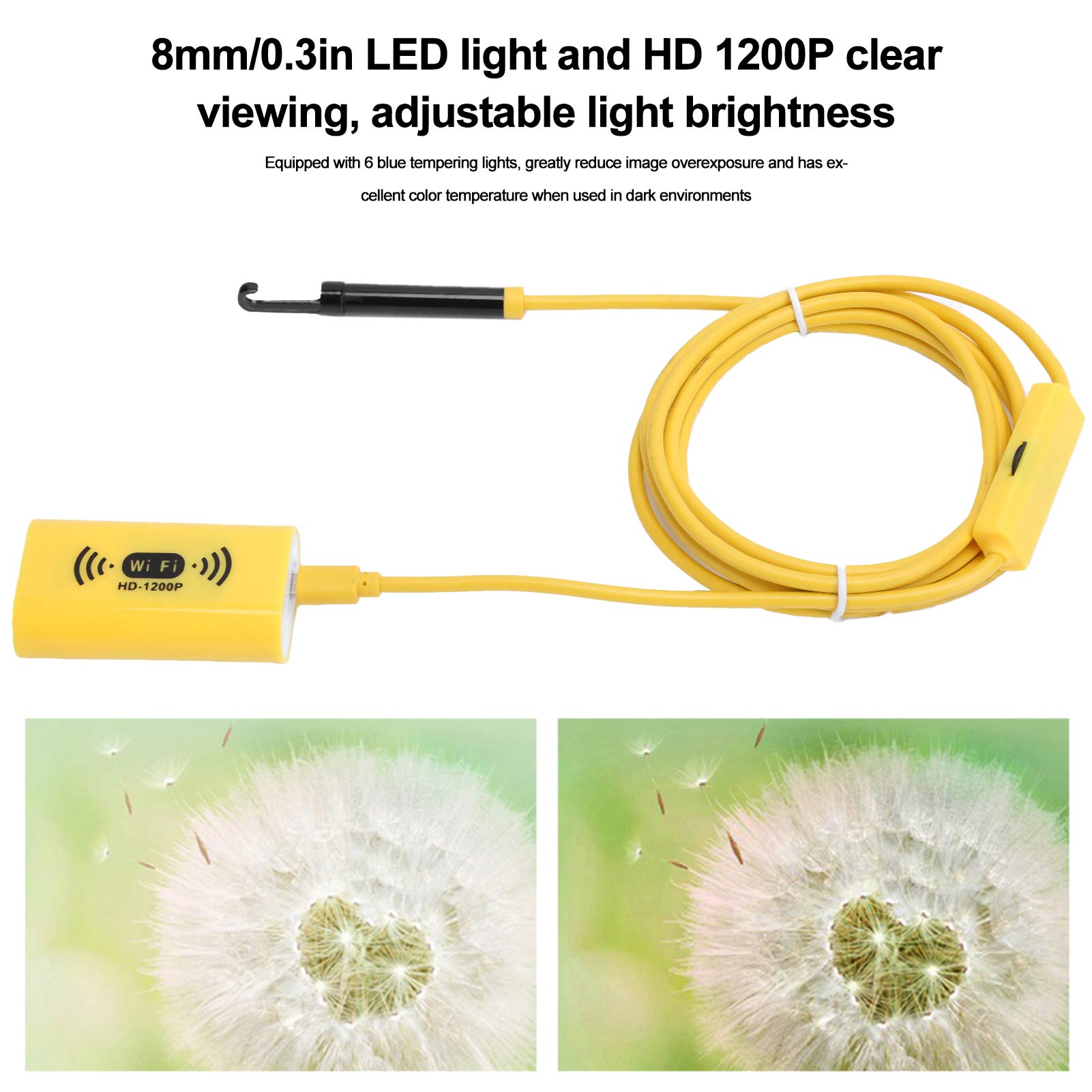 Riloer Endoscopio industriale, telecamera di ispezione impermeabile 1080P con schermo LCD da 4,3 pollici, 8 luci a LED, periscopio per ispezione automobilistica/condotte/condizionamento d'aria, 2 m