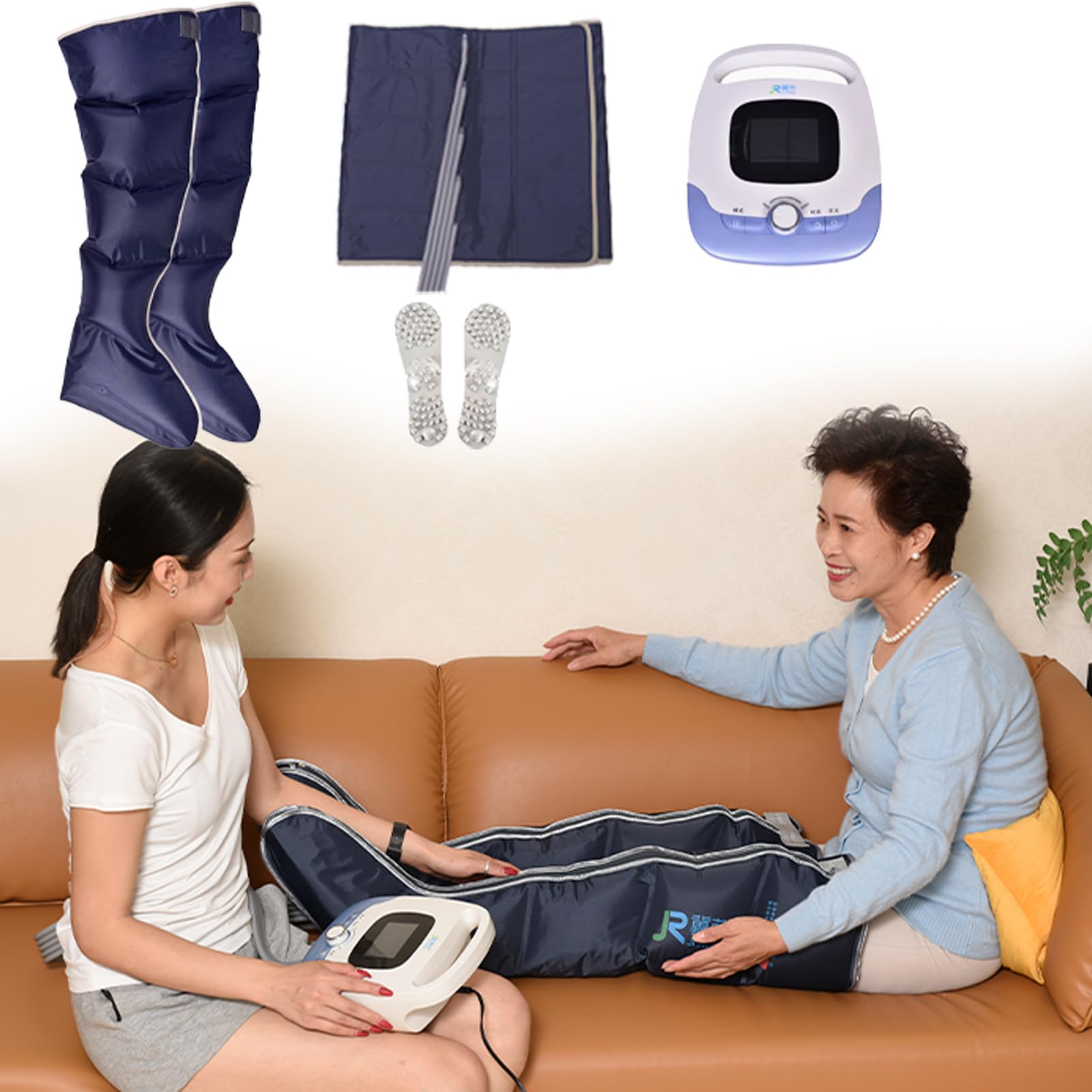Pressoterapia Professionale per la casa, Stivali Termici Completi: Massaggio Profondo per Gambe, Addome e Braccia - Sistema di Riscaldamento, 5 camere, drenaggio linfatico a casa (