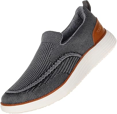 Mens Casual Canvas Loafers Shoes Slip Ons with Arch Support Orthopedic Breathable Comfortable for Plantar Fasciitis Walking Sneakers