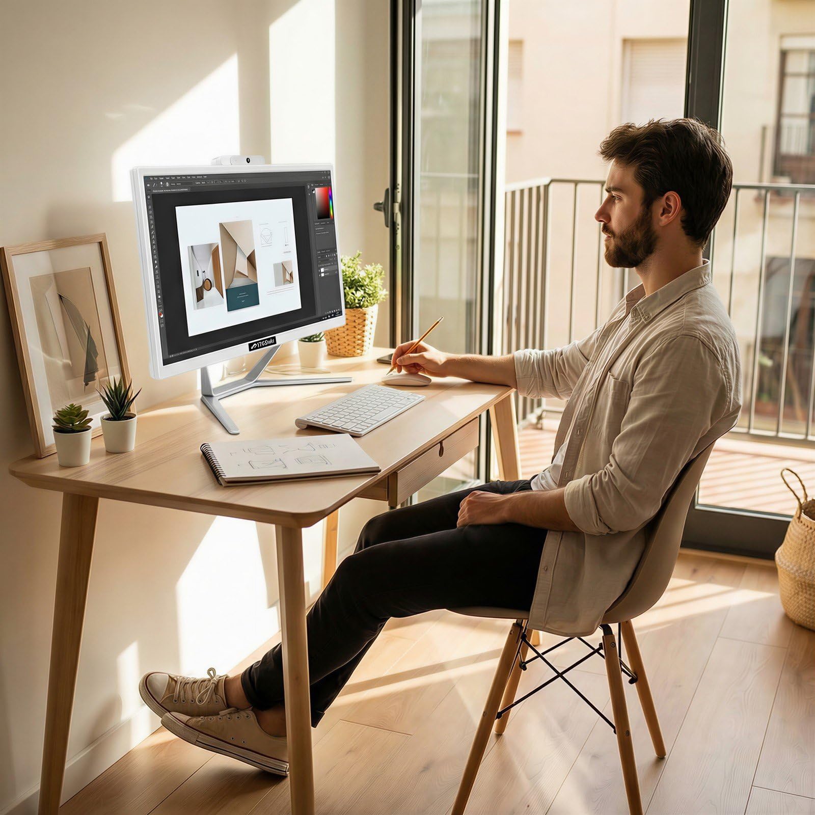 STGsivir All in One PC, Ordenador Todo en uno，Pantalla FHD de 21.5", Core i5 hasta 3.6 GHz, 16GB RAM, 512GB SSD, WiFi, Bluetooth 5.0, Windows 11 Pro, Blanco