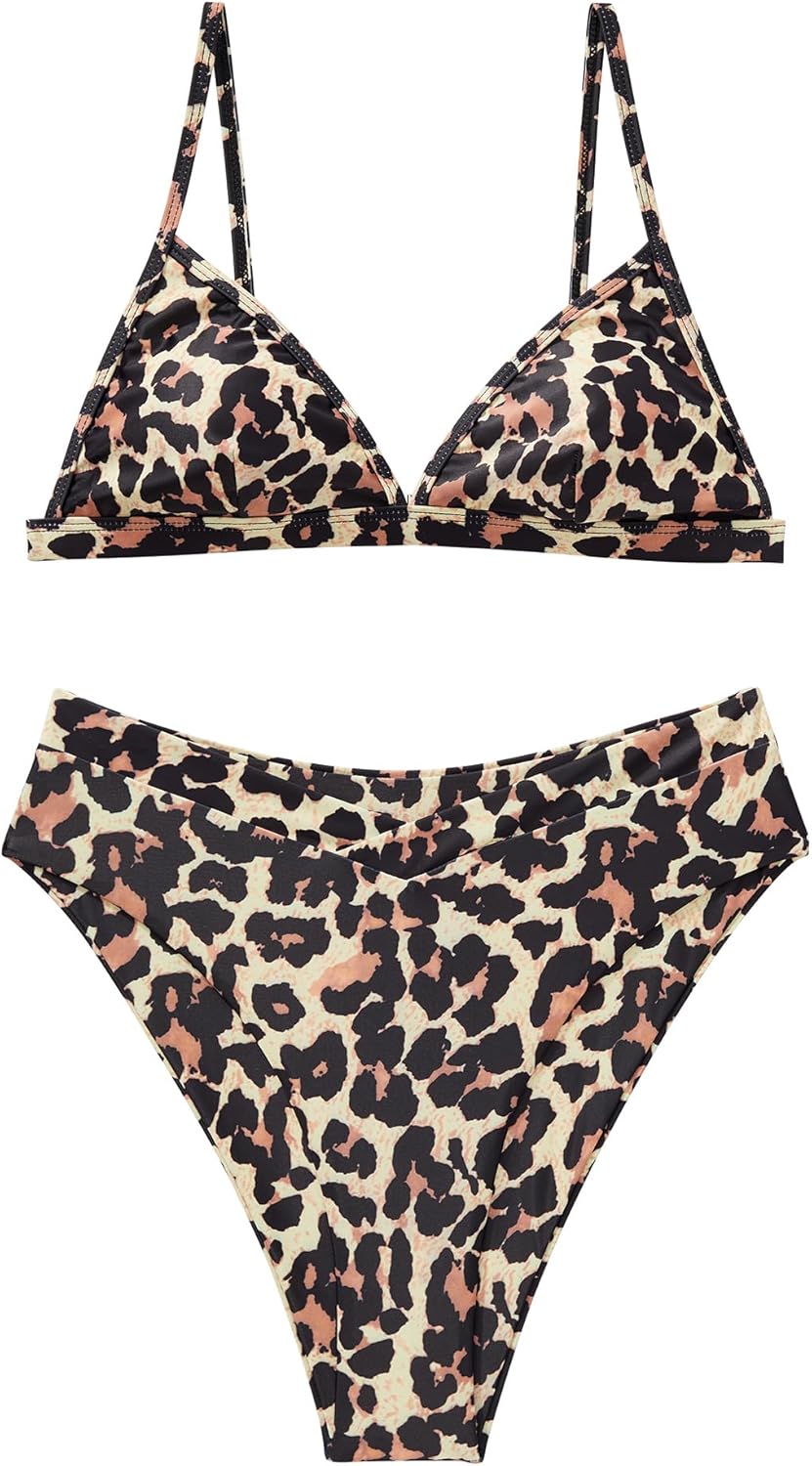 SUUKSESS Women Triangle High Cut Bikini Sets Sexy High Waisted 2 Piece Swimsuit - Image 4