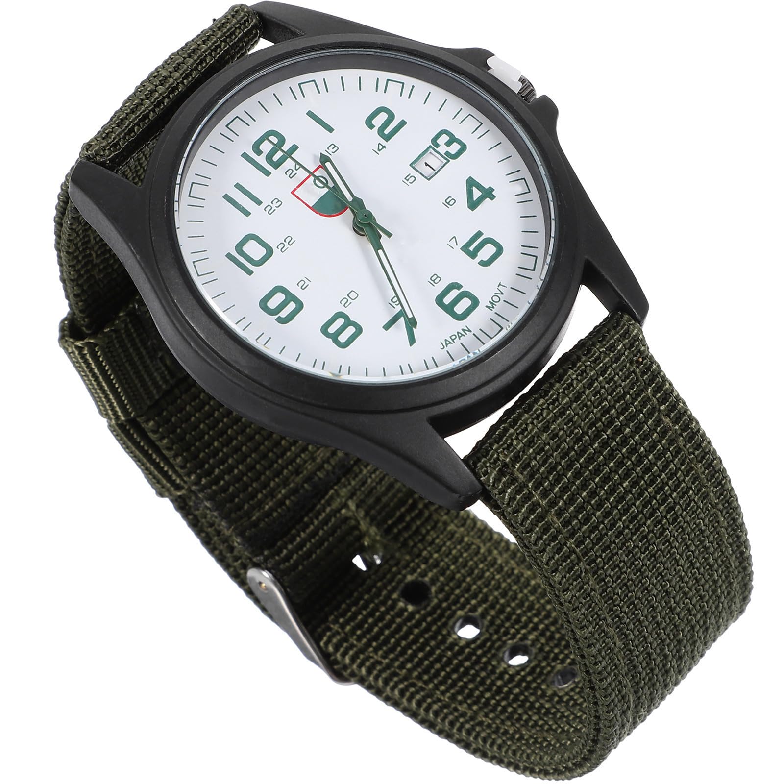 VALICLUD Reloj de Pulsera de Cuarzo Calendario para Hombre Correa de Nylon Verde, Superficie Lisa y Acabado Fino, Diseño de Moda para Uso Deportivo