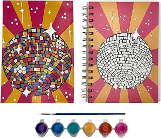 MeCa Goods A5 Paint by Numbers Journal Spiral Bound Notebook for Adults Complete Kit, 100 Blank Pages - Great Gift - Spiral Notebook for Writing, Journaling and Painting - (Disco)
