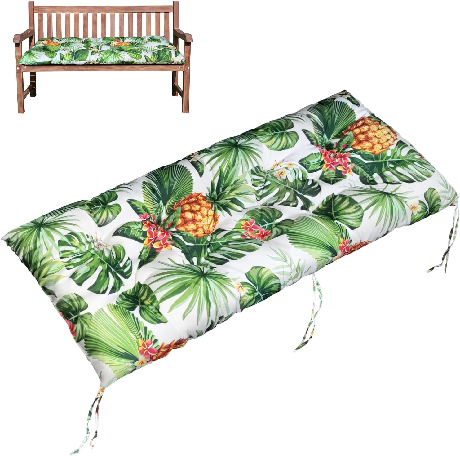 Gnostik Outdoor Bench Cushion, 48x20 Inch, Waterproof Outdoor Couch Cushions, Wicker Chair Cushion Outdoor Chair Cushions for Indoor Furniture Replacement Pads, Tropical Pineapple
