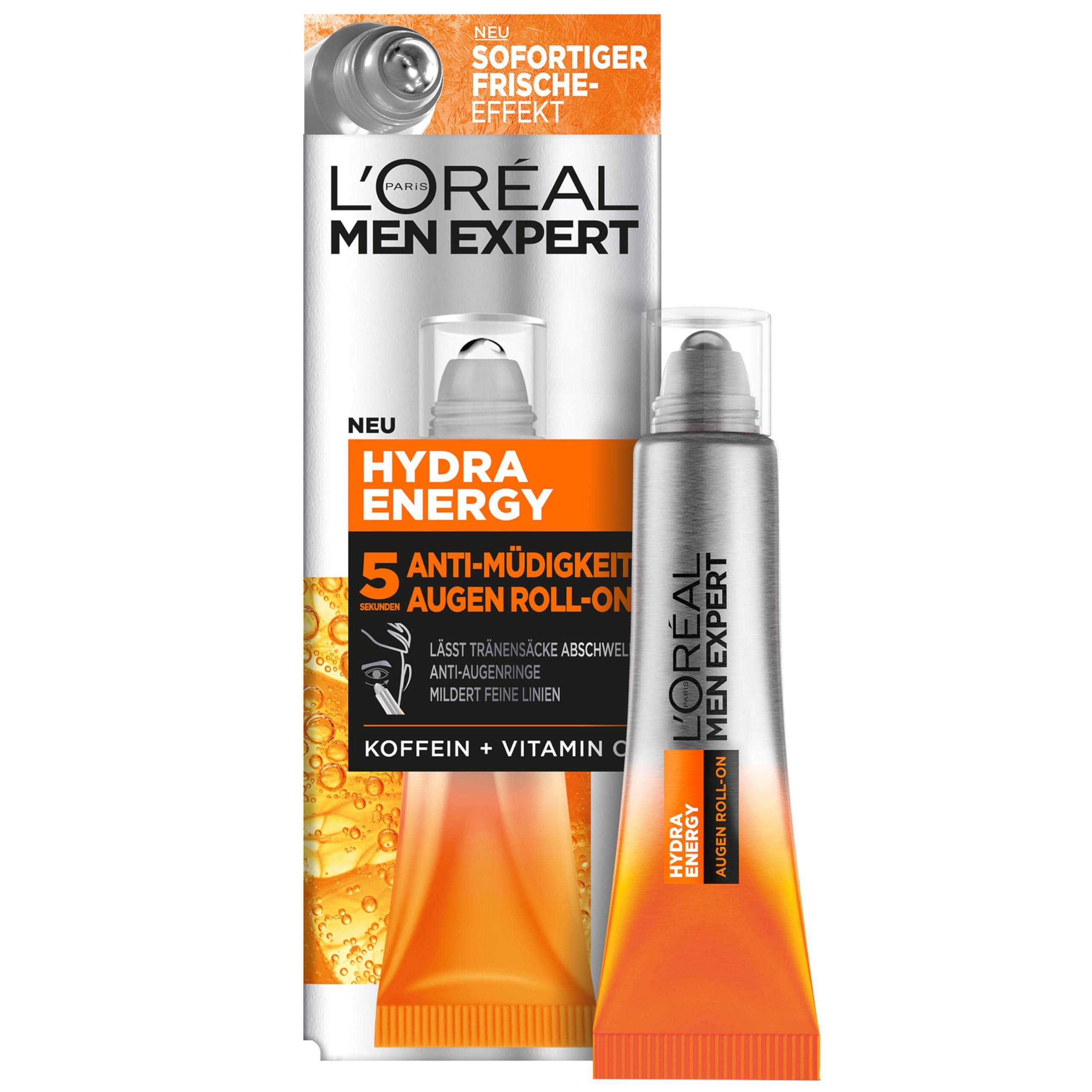 L'Oréal Men Expert kühlendes Anti-Glanz Pflegeset für Männer, Mit XXL Gesichtspflege, Gesichtsserum und Augen Roll-On, Set für Herren mit Feuchtigkeitspflege Anti-Müdigkeit, Hydra Energy, 3-teilig