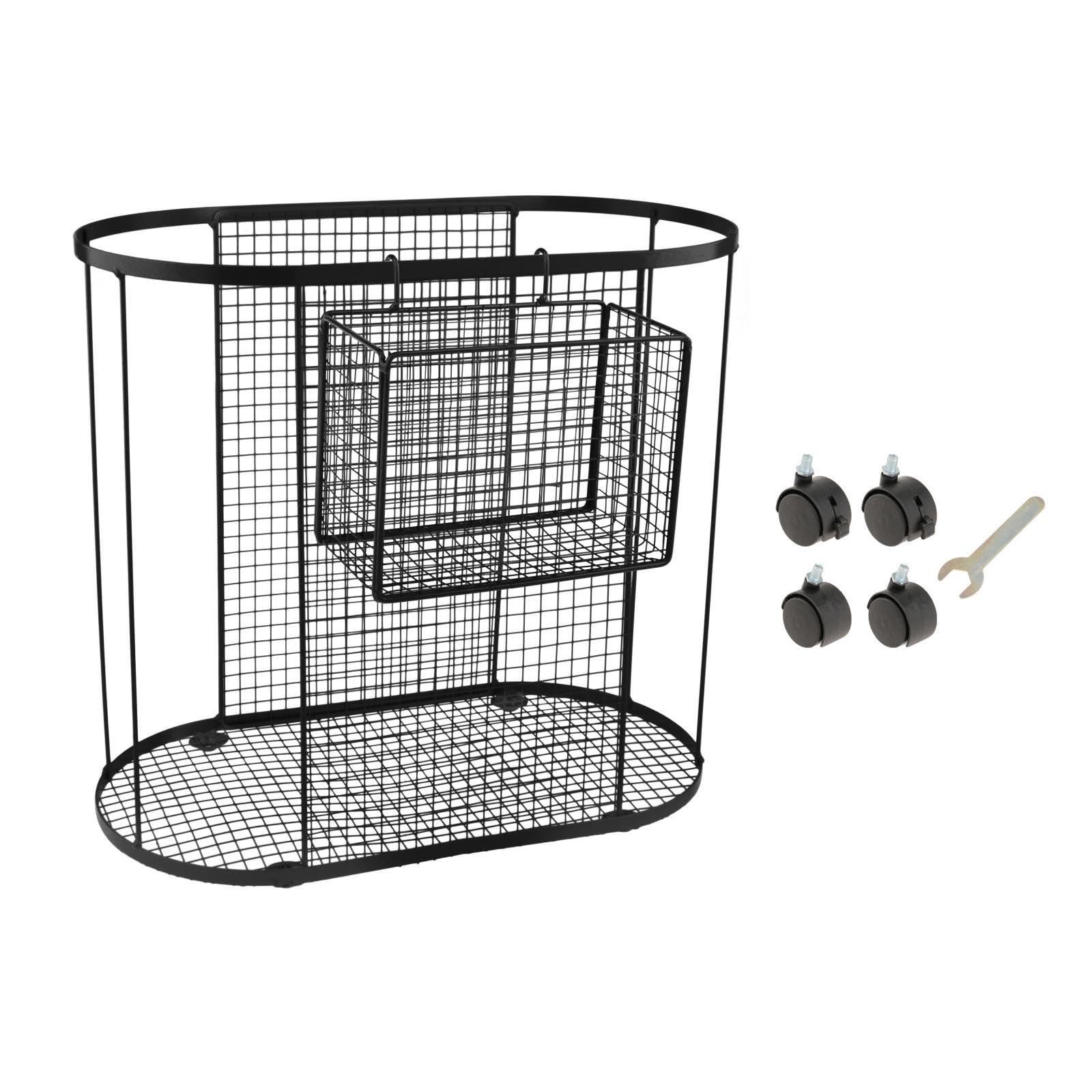 Organisateur D'Équipement de Fitness Rangement pour Haltères et Tapis de Panier Mobile en Fer Conçu pour Les Salles de Sport et Domiciles, Noir