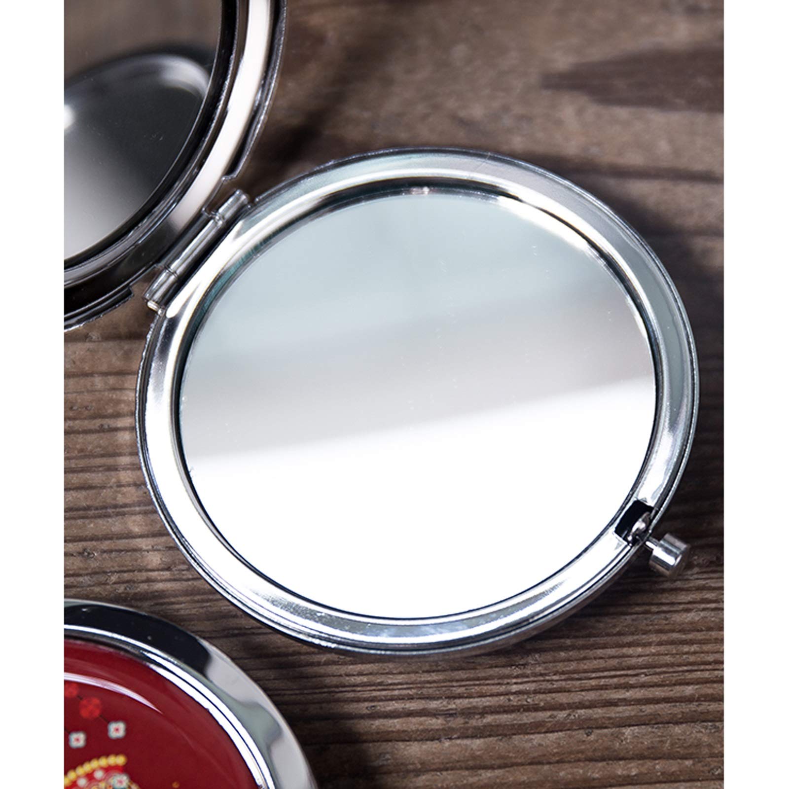Espejos Maquillaje Hermoso Espejo de tocador Rojo Espejo de Maquillaje de Metal Reflejo cosmético Redondo Compacto Espejo portátil Regalo de Boda Personalizado Espejo de Maquillaje (Color : B)