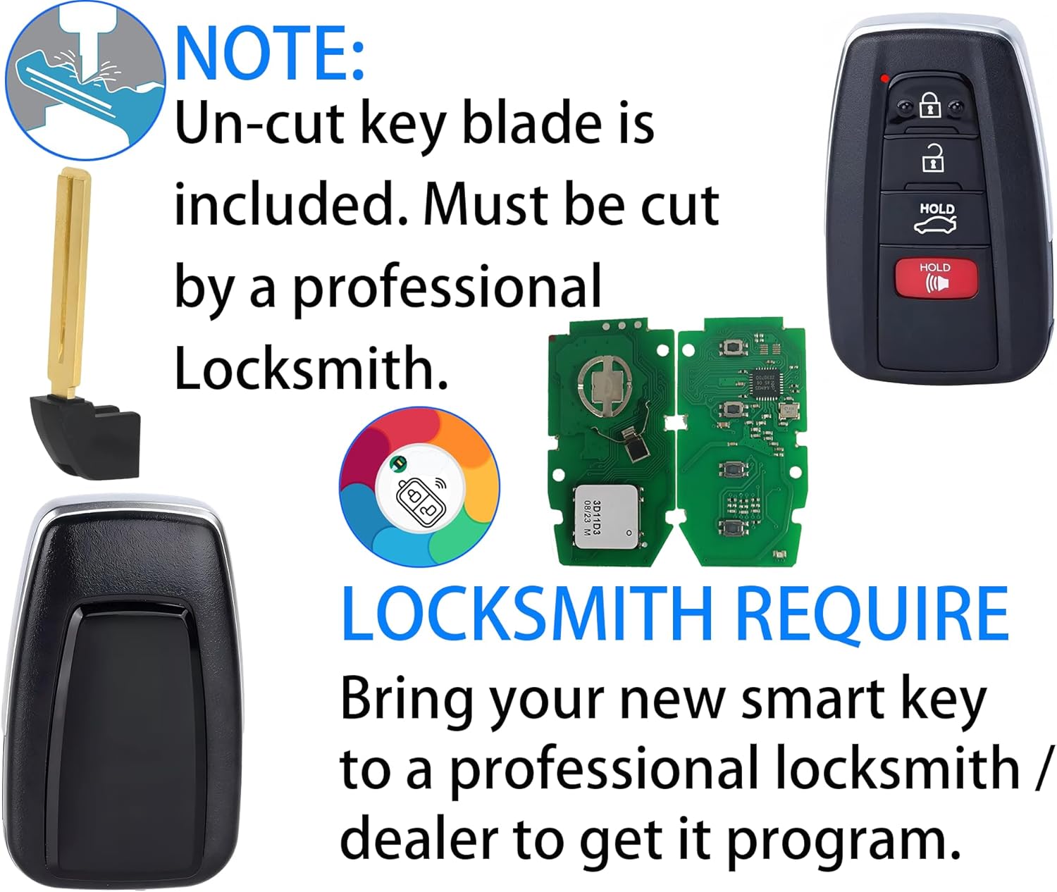Smart Key for Toyota Corolla 2019-2022, Alliskeys Vehicle Proximity Remote Control Key Fob Replacement for Corolla HYQ14FBN 8990H-02030 231451-2000