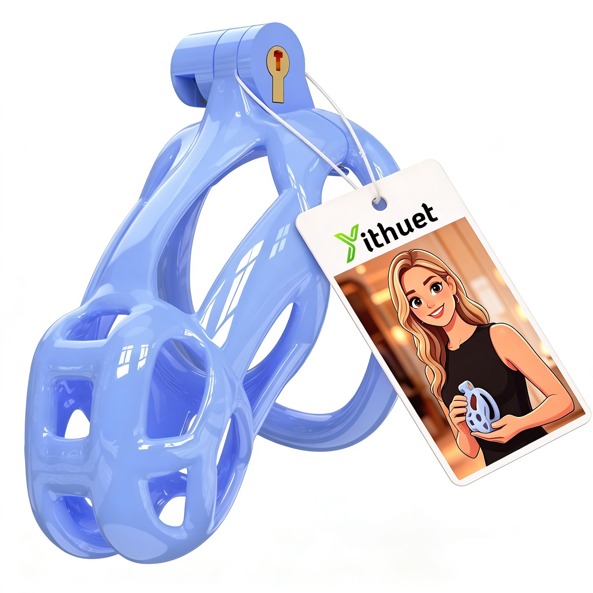 Blue Cobra Chastity Device 1.0 Yithuet 3D Printed Sissy Cock Cage Medium M Blue