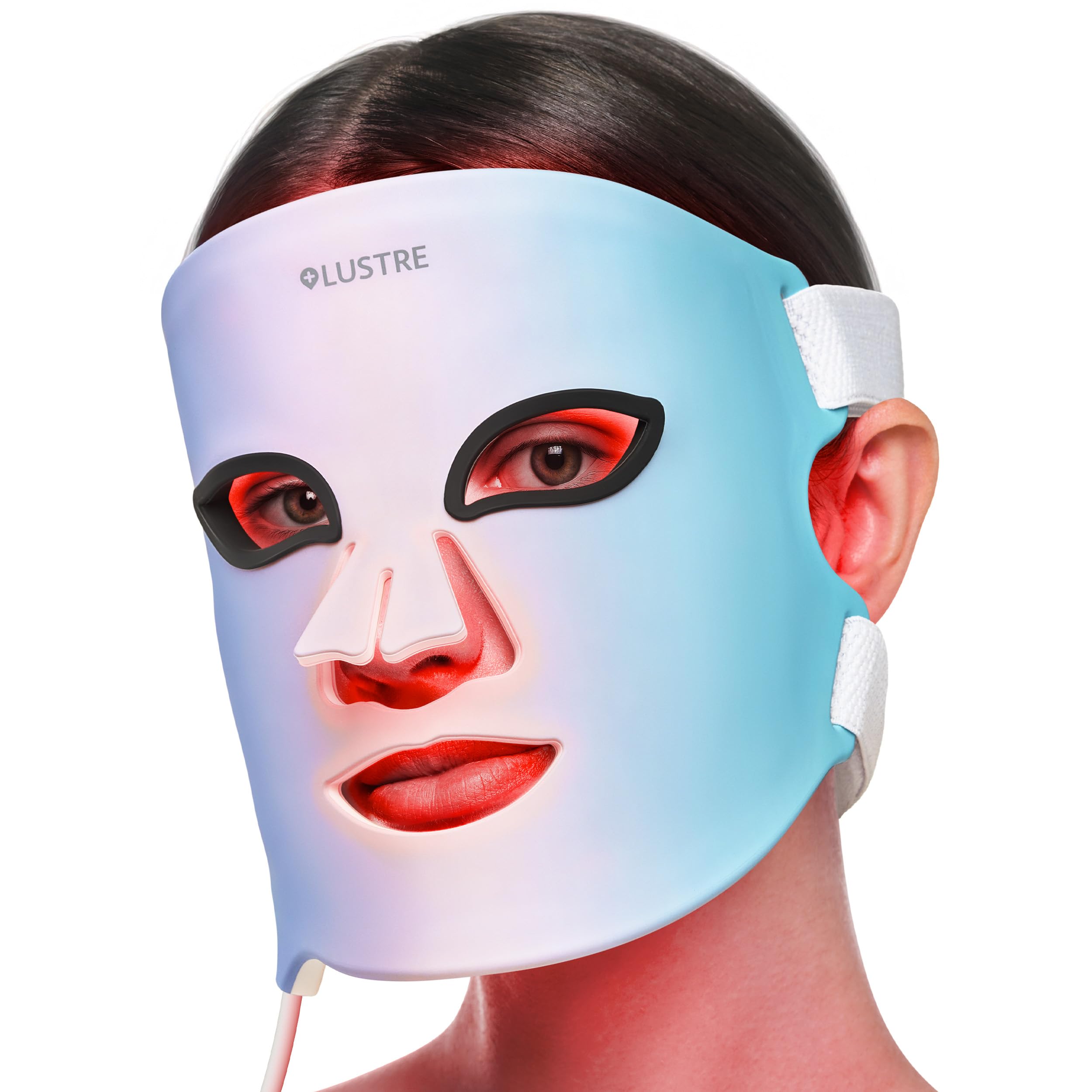 LED Face Mask Light Therapy – 2-in-1 Red Light Mask & Blue Light Mask for Acne & Anti-Aging Skincare – Dermatologist-Approved Silicone Blue & Red Light Therapy Mask for Face Treatment by LUSTRE