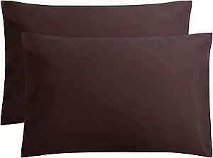 FLXXIE Microfiber Pillow Cases Queen Size Set of 2, Soft Pillowcases with Envelope Closure, Wrinkle Resistant Pillow Covers, 20x30, Dark Brown
