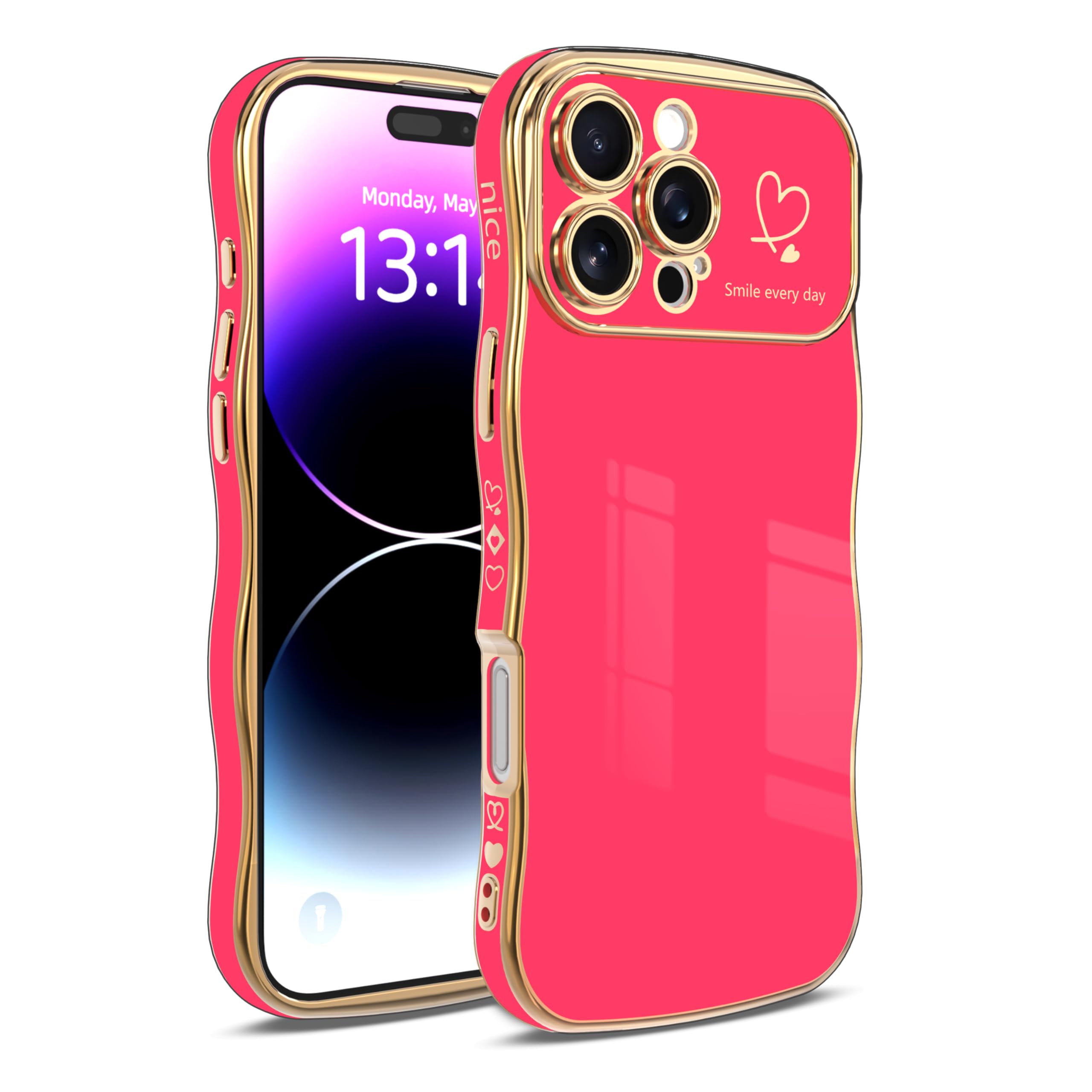 IPhone 11 Hülle Für Damen – Niedliches Wellen-Design Mit Herzen, Stoßfest, Erhöhter Kameraschutz, Dunkelviolett