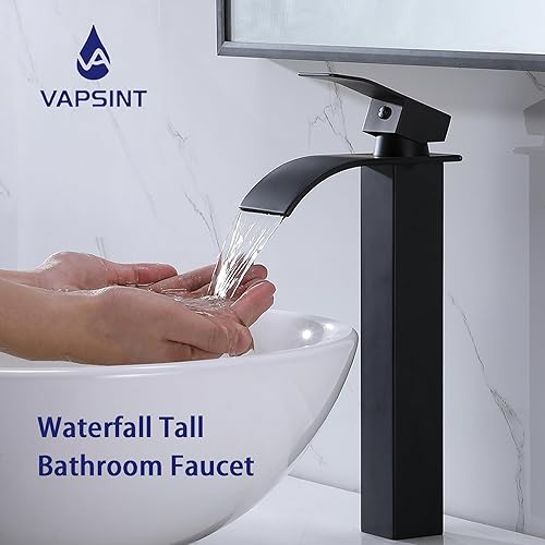 Miniatura 2 de VAPSINT Moderno grifo de fregadero de recipiente dorado de una sola manija, grifo de latón dorado cepillado grifo de baño alto con mangueras de