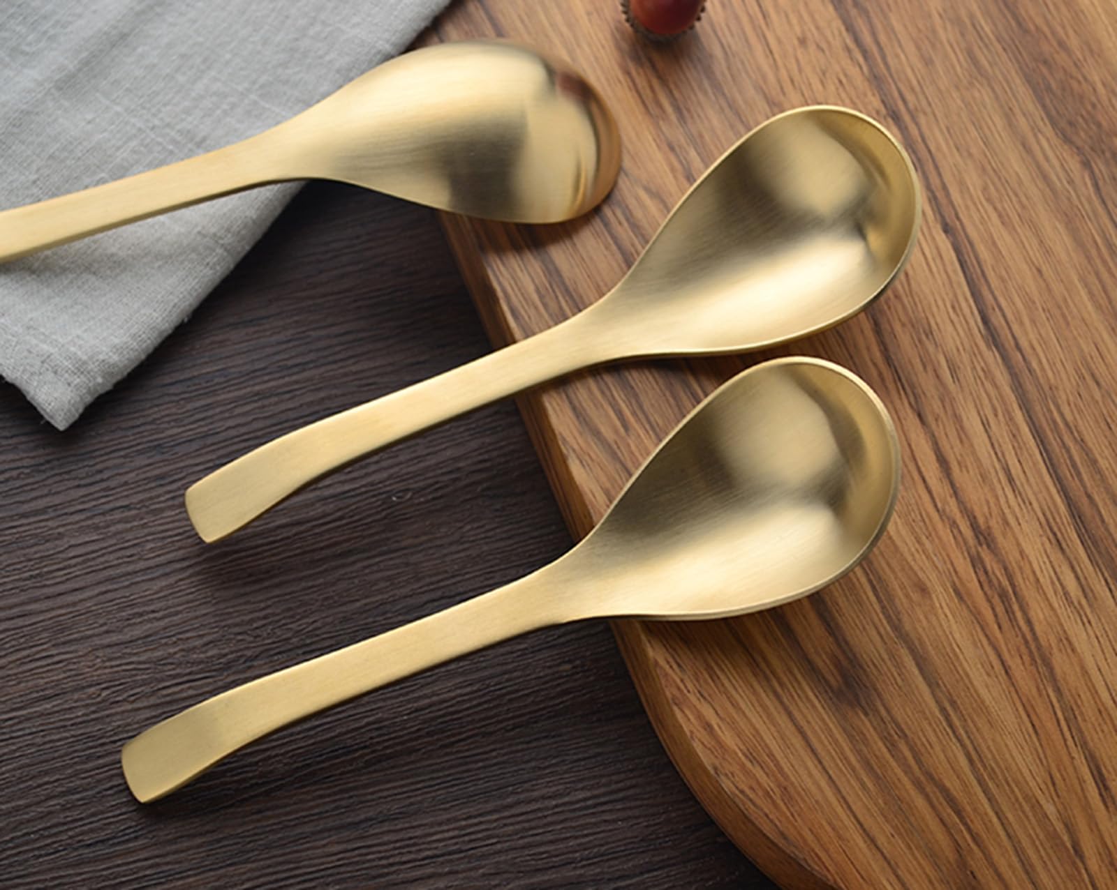 Cuillère à soupe en cuivre pur à 99 % - 16 cm - En laiton forgé à la main - Convient pour les repas à la maison, les restaurants, les desserts, les gâteaux, la crème glacée (2)