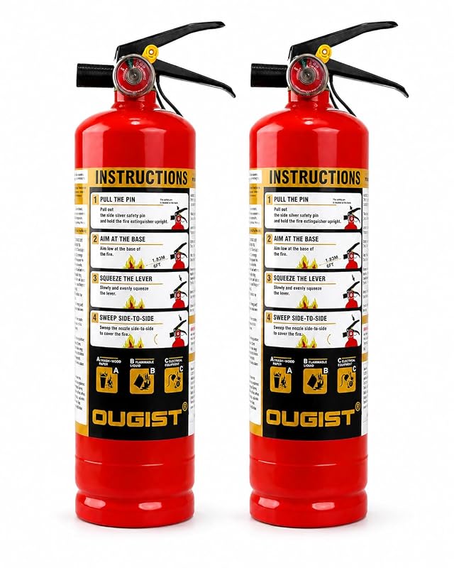 Extintor de Incêndio Ougist ABC de Pó Químico Seco, 1-A:10-B:C, 1,13 kg, Vermelho, Kit com 2