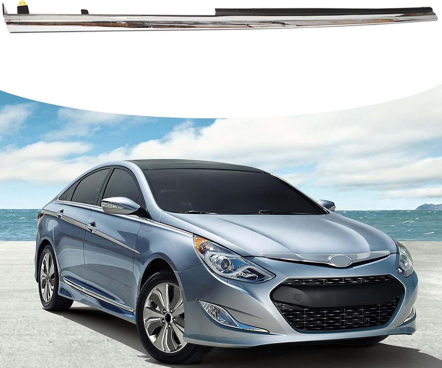 Right Garnish Front Chrome Molding Trim Passenger Replacement for 2011-2014 Sonata 87772-3S000