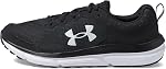 Under Armour Women's Charged Assert 10 Running Shoe, (001) Black/Black/White, 11 Wide