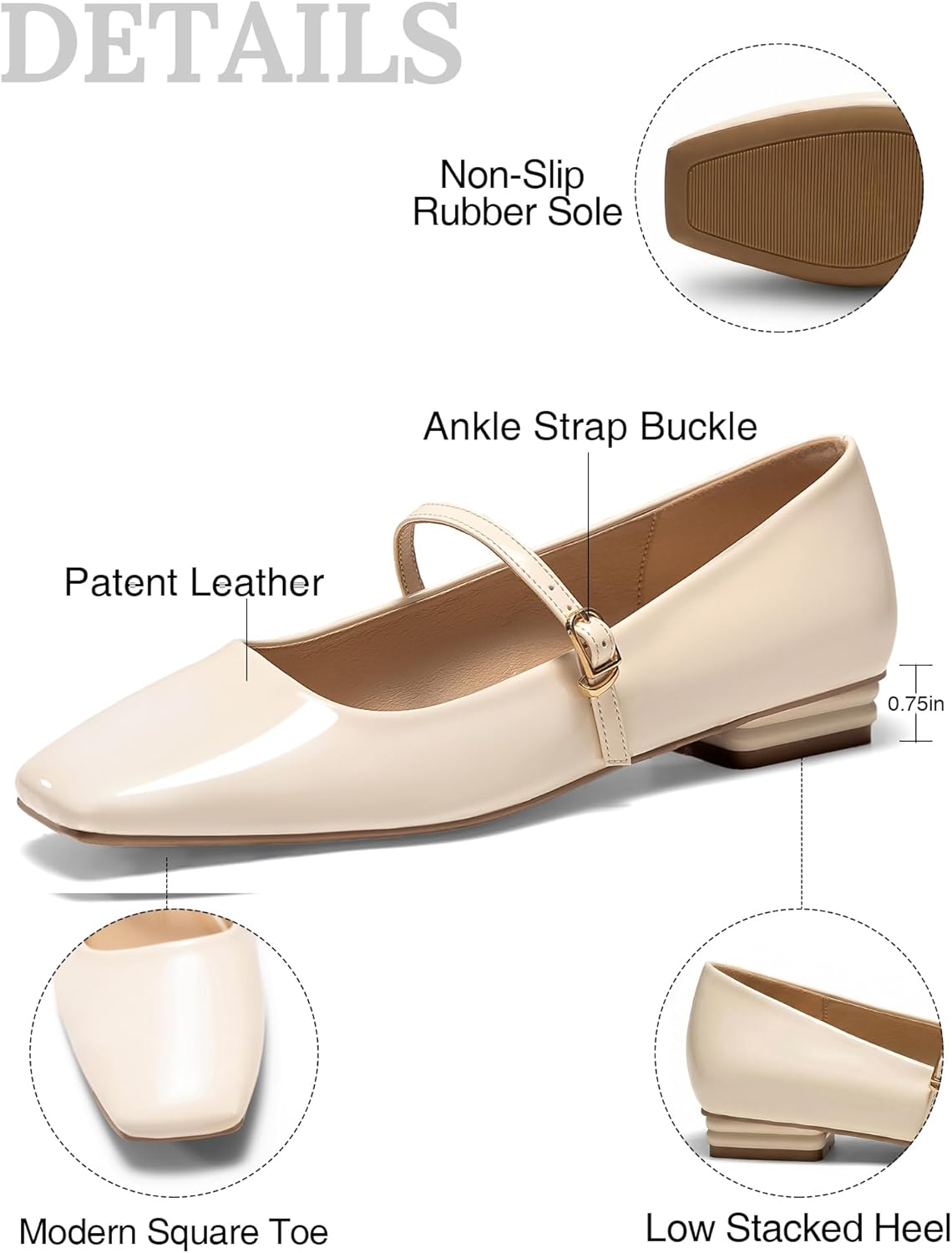 GotSoft Womens Mary Jane Flats Closed Square Toe Ballet Flat Dressy Comfortable Slip on Shoes - Image 6