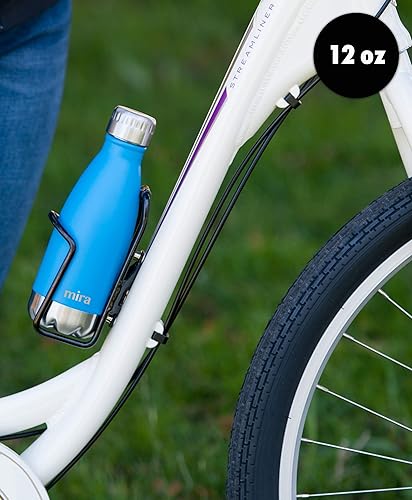 Miniatura 5 de MIRA Botella de agua aislada de 12 onzas, termo delgado de acero inoxidable en forma de cola, termo de doble pared para calor y frío (24 horas