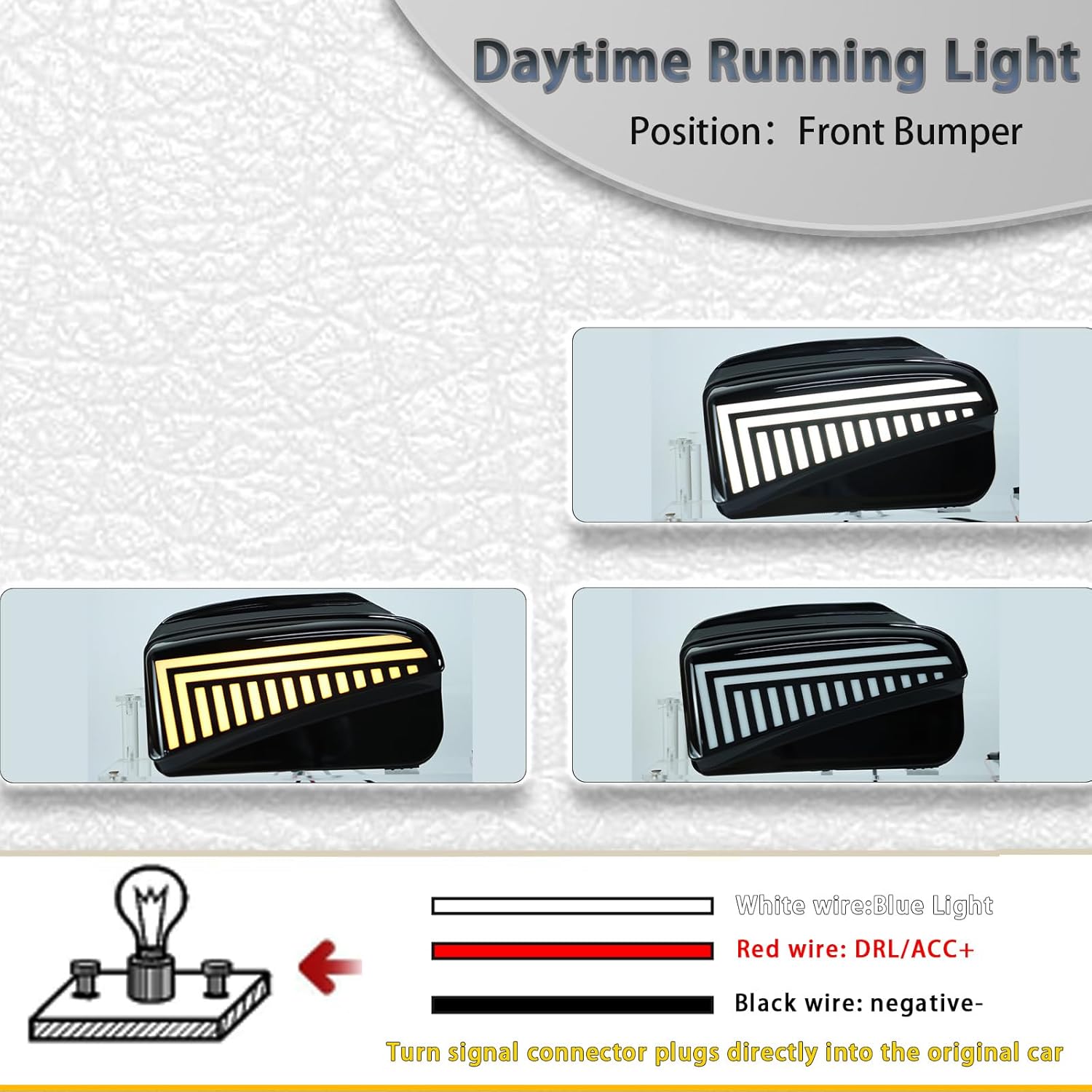 LED Front Bumper Lights for Toyota Prius 2012-2015, High Brightness Daytime Running Lights, Amber Sequential Turn Signal Lights, 2 Pieces, No Damage Installation