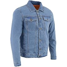 Milwaukee Leather Mens Classic Motorcycle Denim Jacket For All Weather and Riding