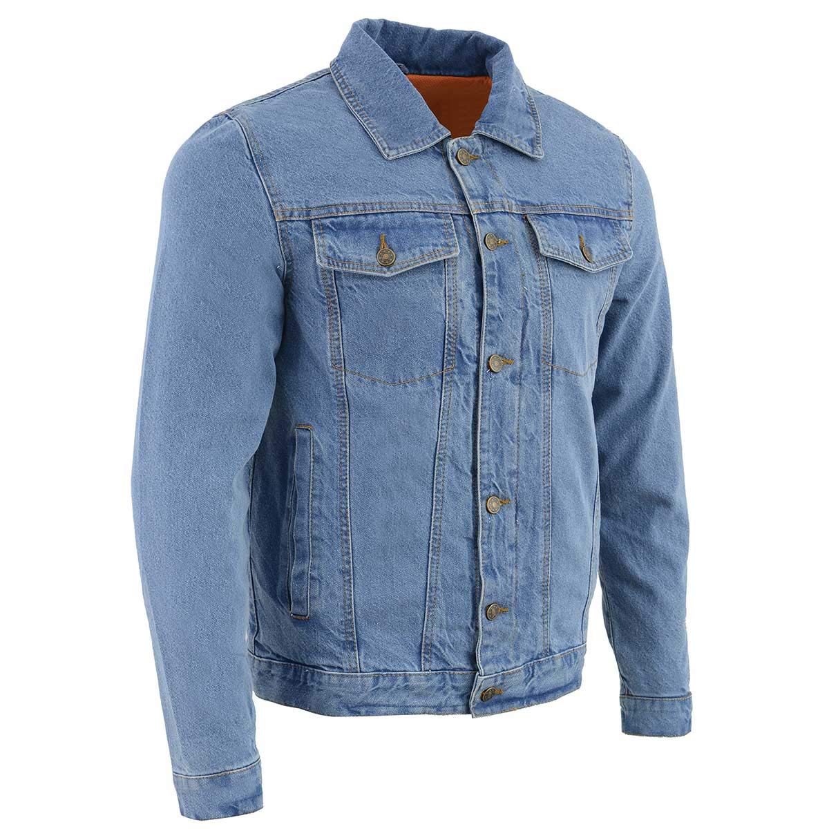 Milwaukee Leather Mens Classic Motorcycle Denim Jacket For All Weather and Riding Black