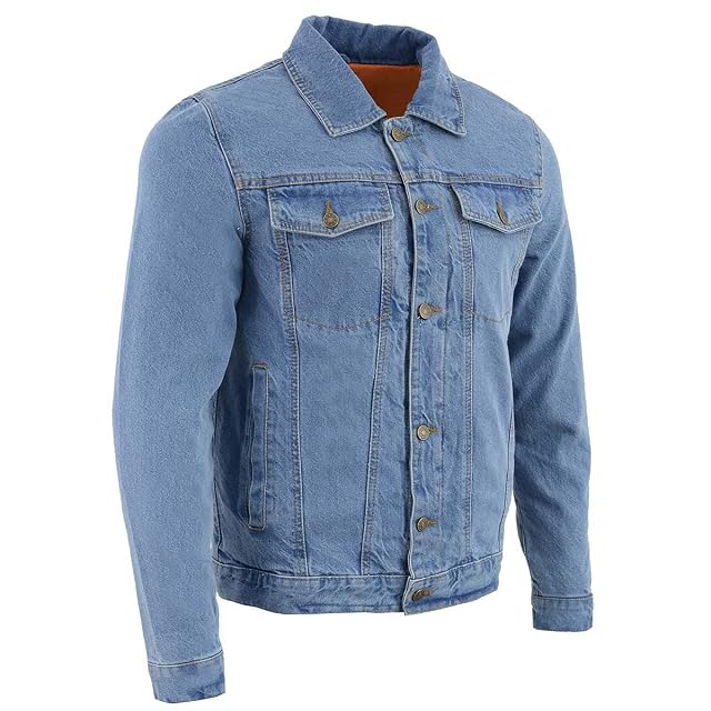 Milwaukee Leather Mens Classic Motorcycle Denim Jacket For All Weather and Riding Black