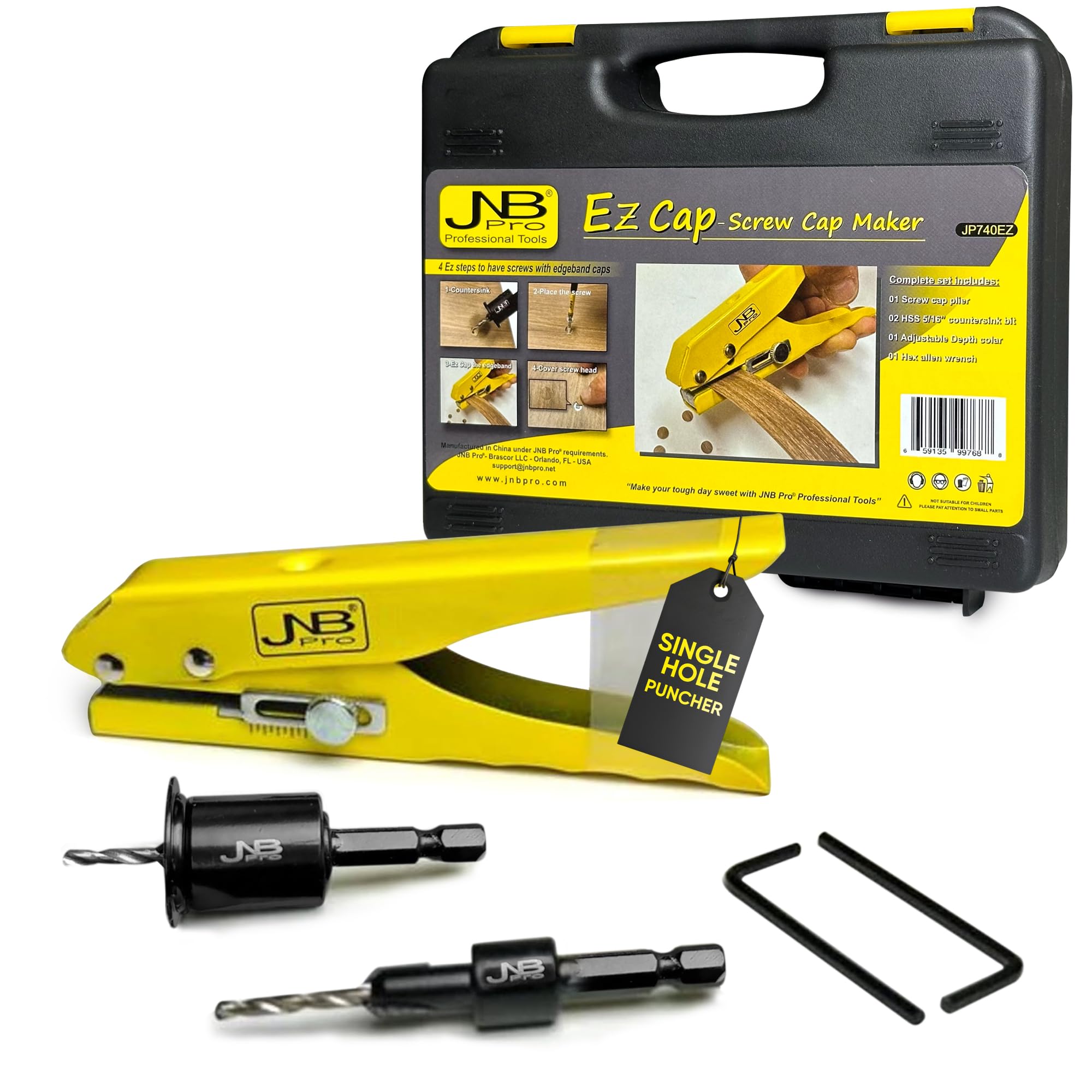 JNB Pro Edge Banding Hole Puncher Set – Heavy Duty Screw