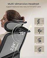 Vista 7 de ProtoArc Silla ergonómica de oficina – EC200 Silla de escritorio de malla con respaldo alto para computadora con soporte lumbar, reposacabezas