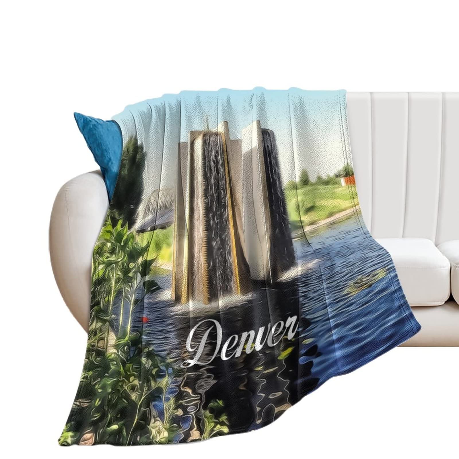 Couverture en flanelle épaisse et chaude plaid duveteux paysage urbain