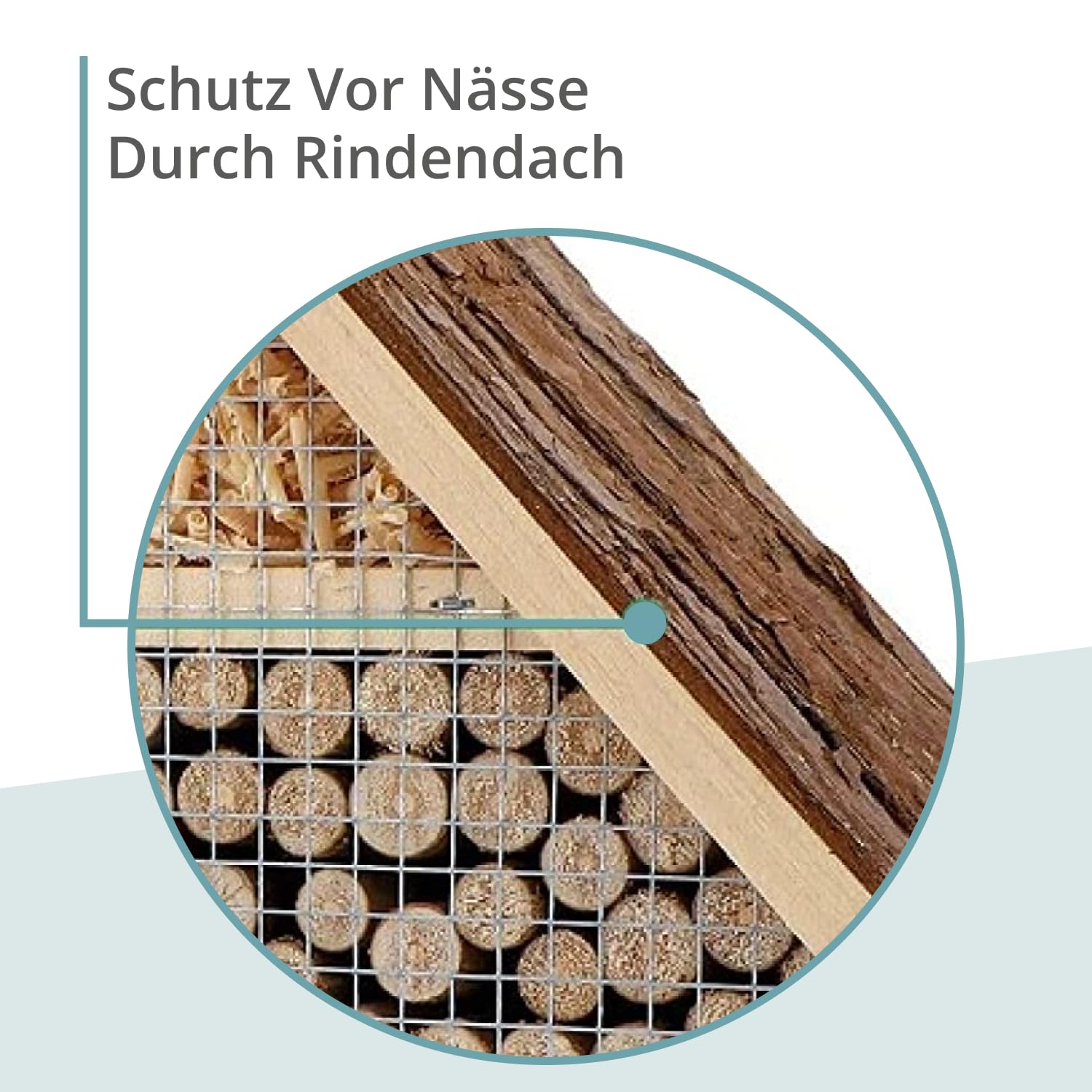 WILDLIFE FRIEND Insektenhotel Rindendach - 28x29,5x9 cm Wetterfestes Bienenhotel mit Bambusröhren und Nistkammern - Schmetterlingshaus für Garten und Balkon - Klein