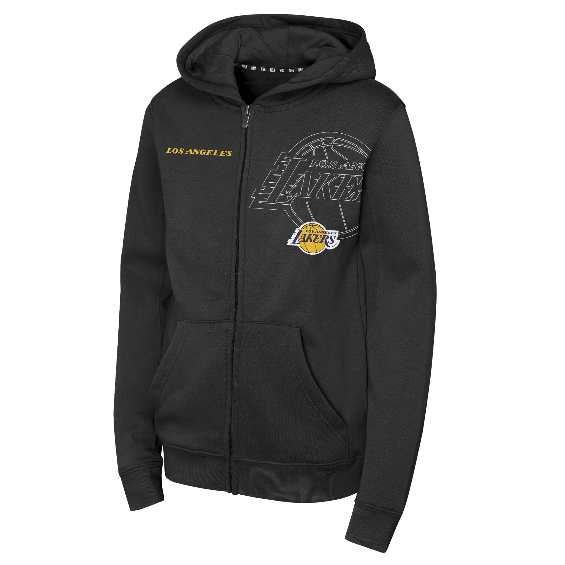 NBA Boys Chicago Bulls Fleece Full Zip Hoodie, Black, 9-11 Years EU