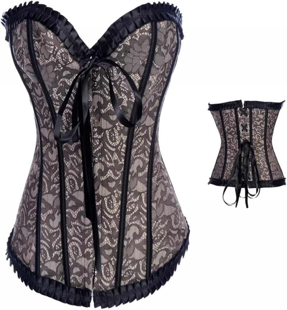 JJ-GOGO Women's Flower Lace Waist Training Corset Top Sexy