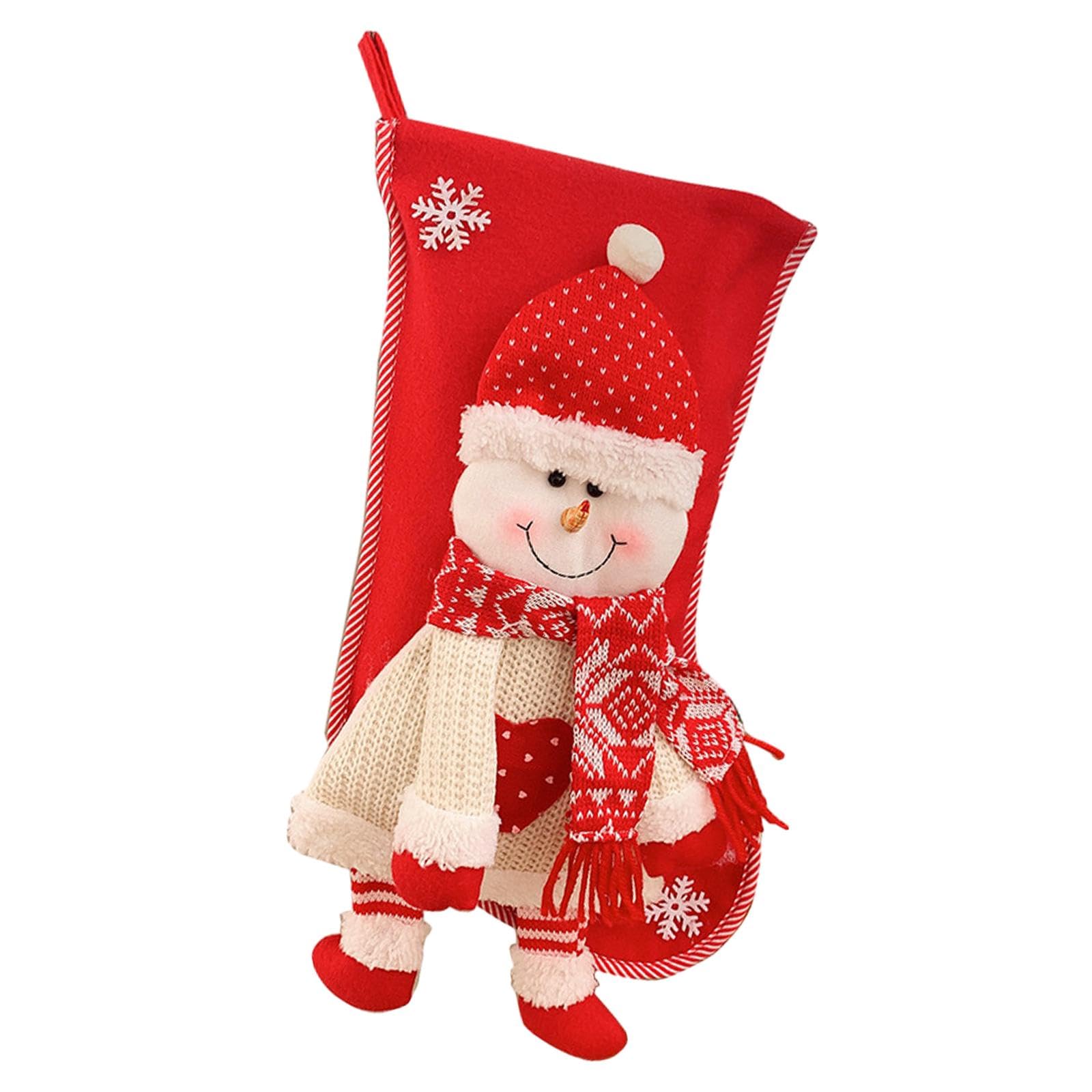 SM SunniMix Xmas Stockings Big Xmas Stockings Decoration 3D Socks Gift Bags Christmas Tree Hanging Decoration for Wall Family Boy, Christmas Snowman