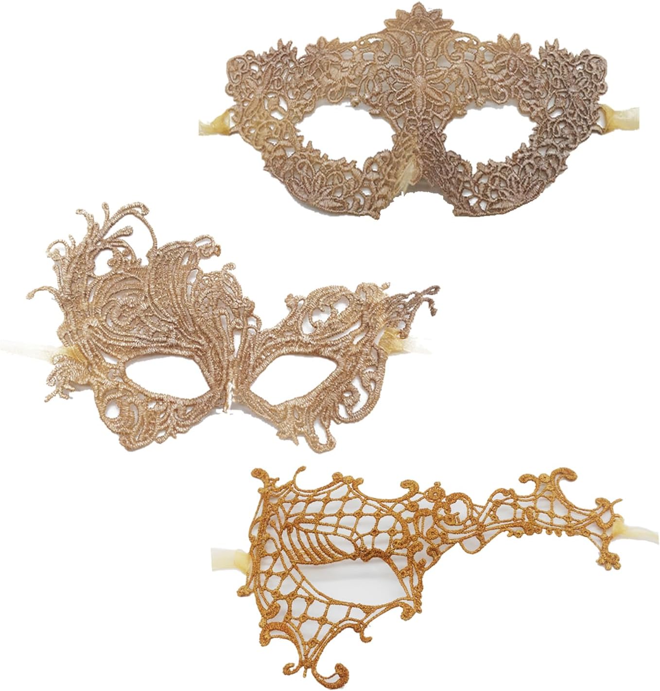 TFTSR Masquerade Masks for Women Couples,Men Mardi Gras Mask,Girls Black Gold Lace Costume,Adult Venetian Party Dress