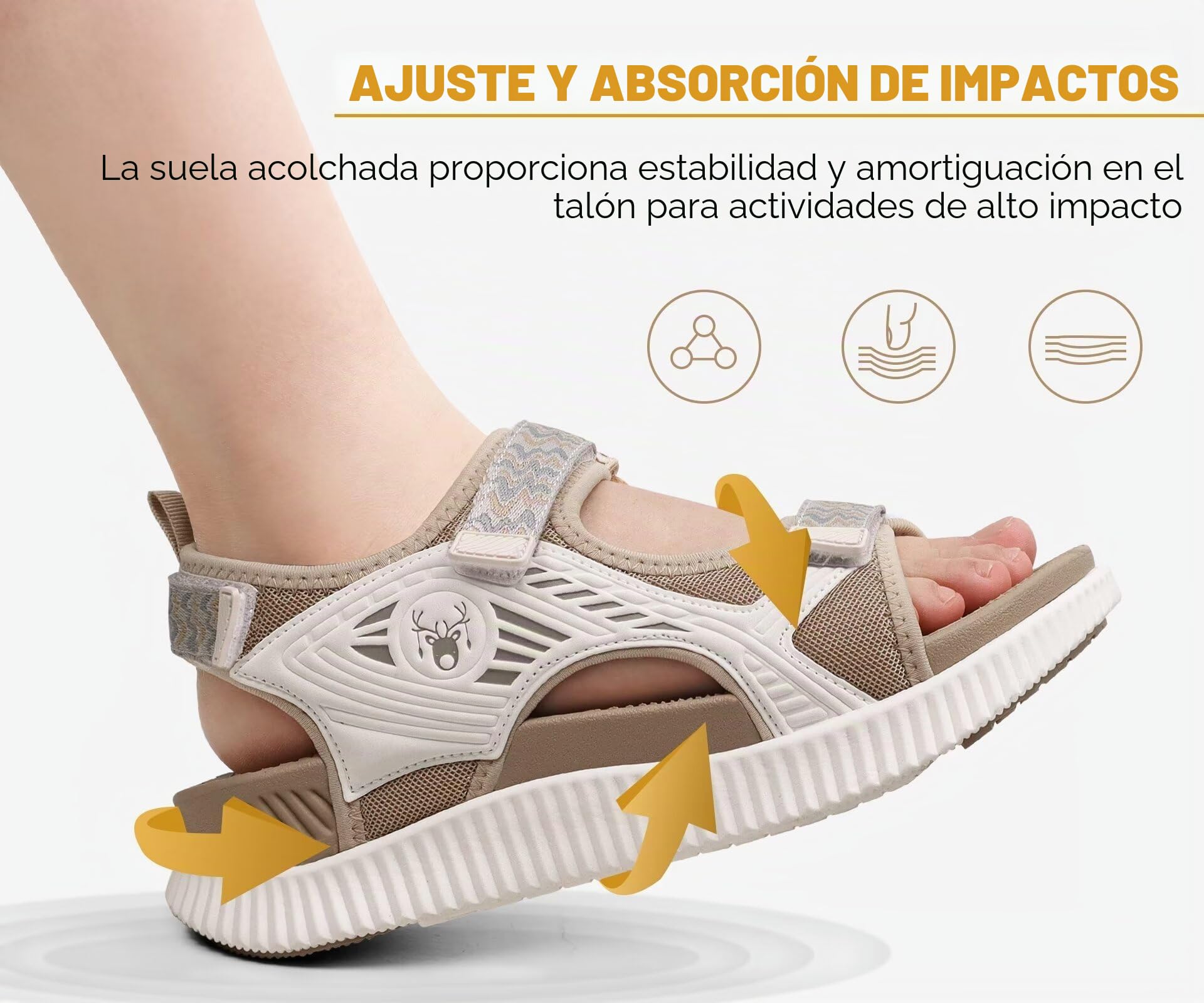 KuaiLu Sandalias Trekking Deportivas Mujer Ortopedicas Senderismo Sandalias | Comodas Caminar Fascitis Plantar Sandalias Verano Abierta Ligera Cuero Ajustables Antideslizantes Sandalias Montaña Beige 41