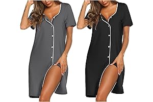 2-Pack Women's Button-Down Nightgowns for Postpartum Recovery