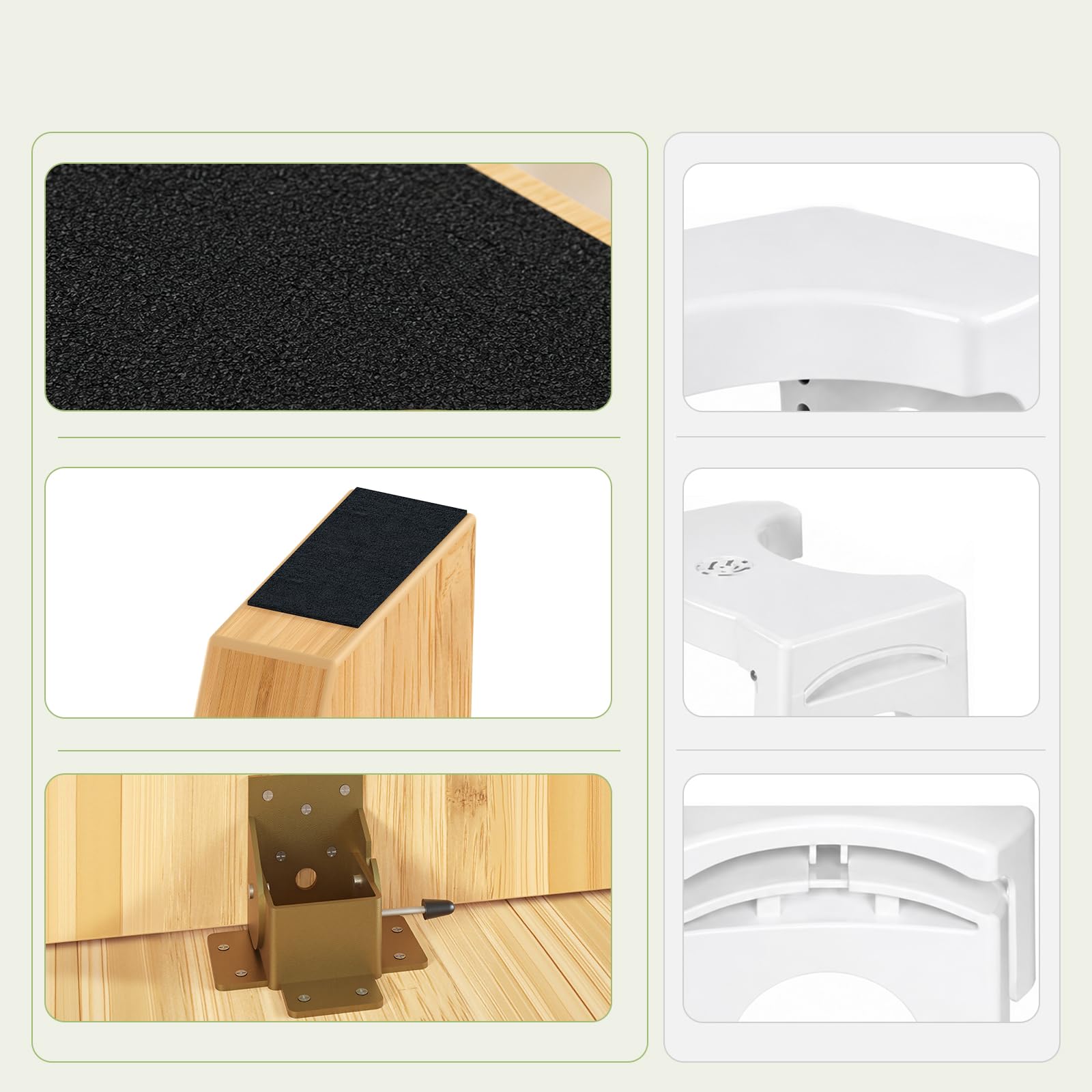 HOOBRO Taburete Plegable de Bambú para Inodoro, Taburete Fisiológico para Baño, Antideslizante, sin Necesidad de Montaje, Color Bambú Natural y Negro EYL03FP01
