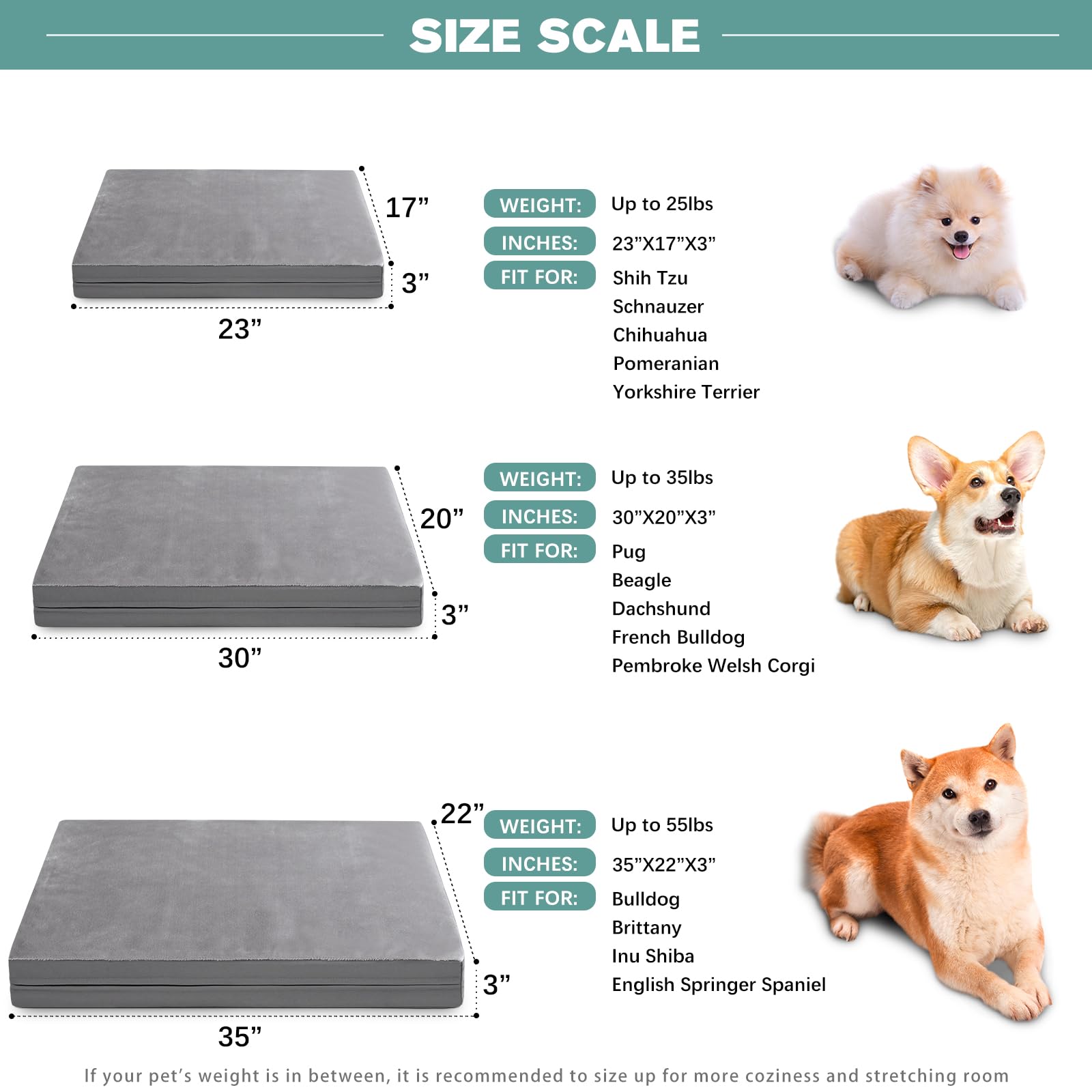 Vonabem Orthopedic Dog Beds for Small Dogs, Washable Waterproof Dog Bed